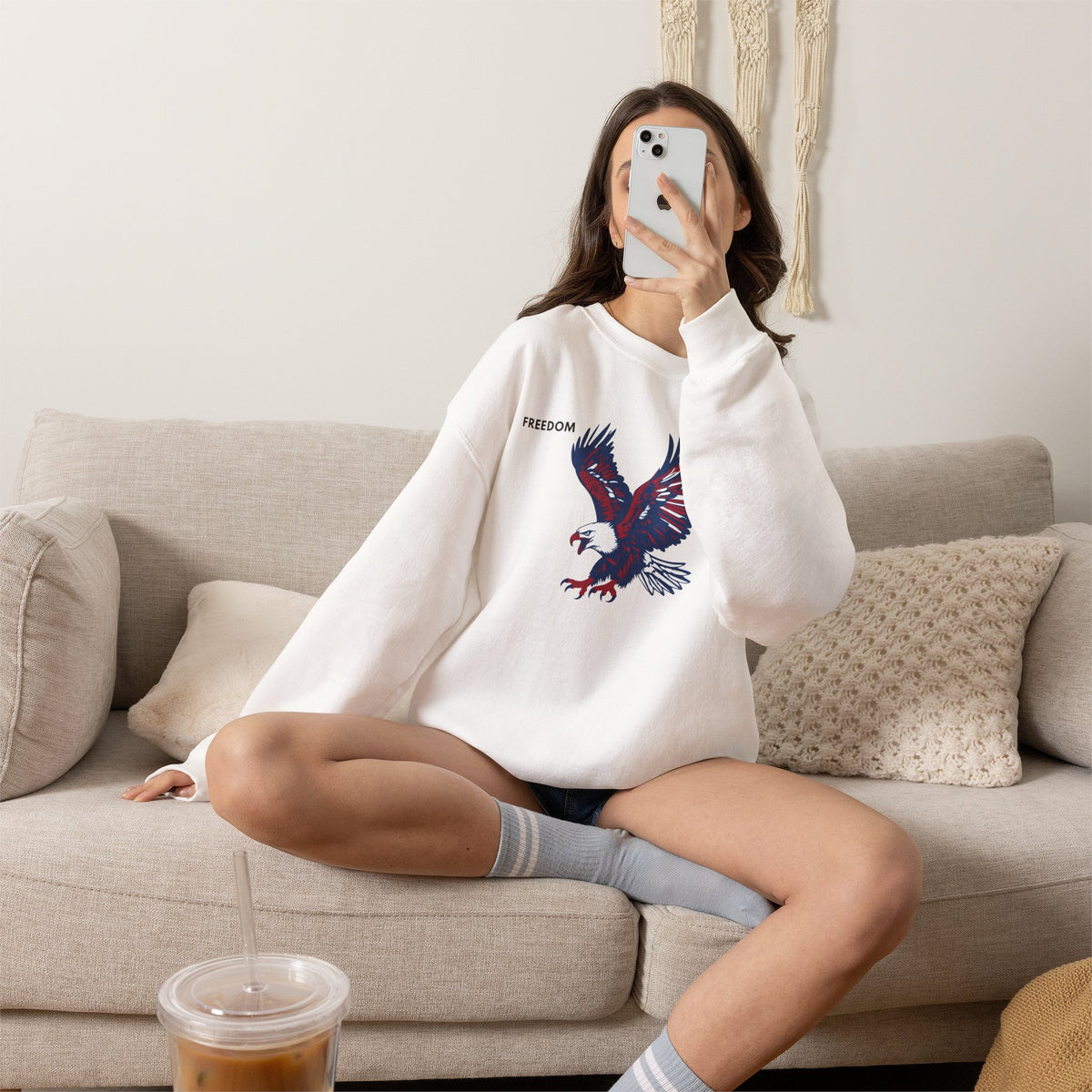 FREEDOM Eagle Sweatshirt Premium Design SKIALFA Unisex