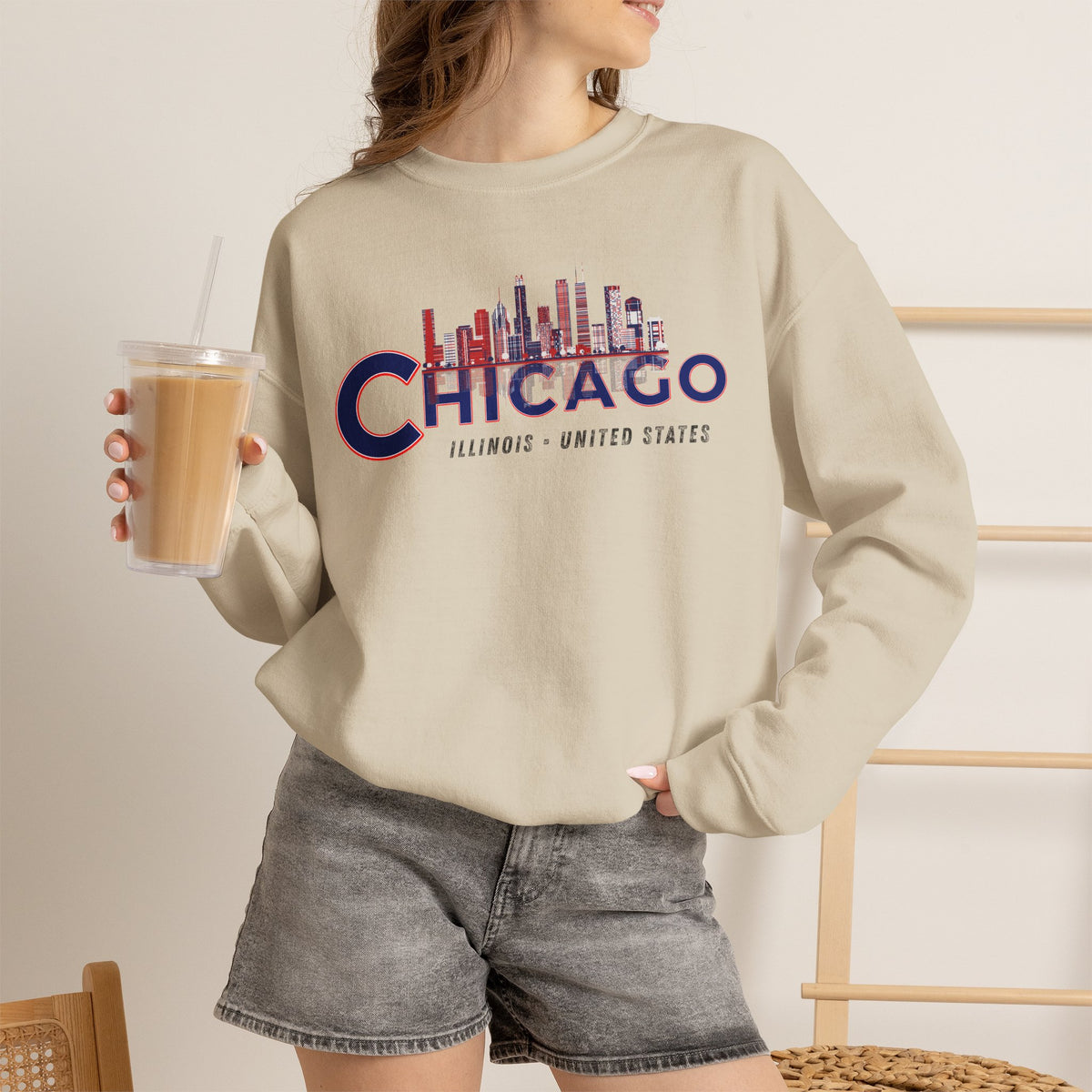 Chicago Sweatshirt Premium Design SKIALFA Unisex