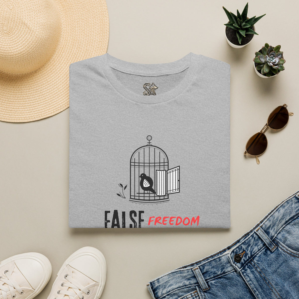 FALSE FREEDOM T-Shirt Premium Design SKIALFA Unisex