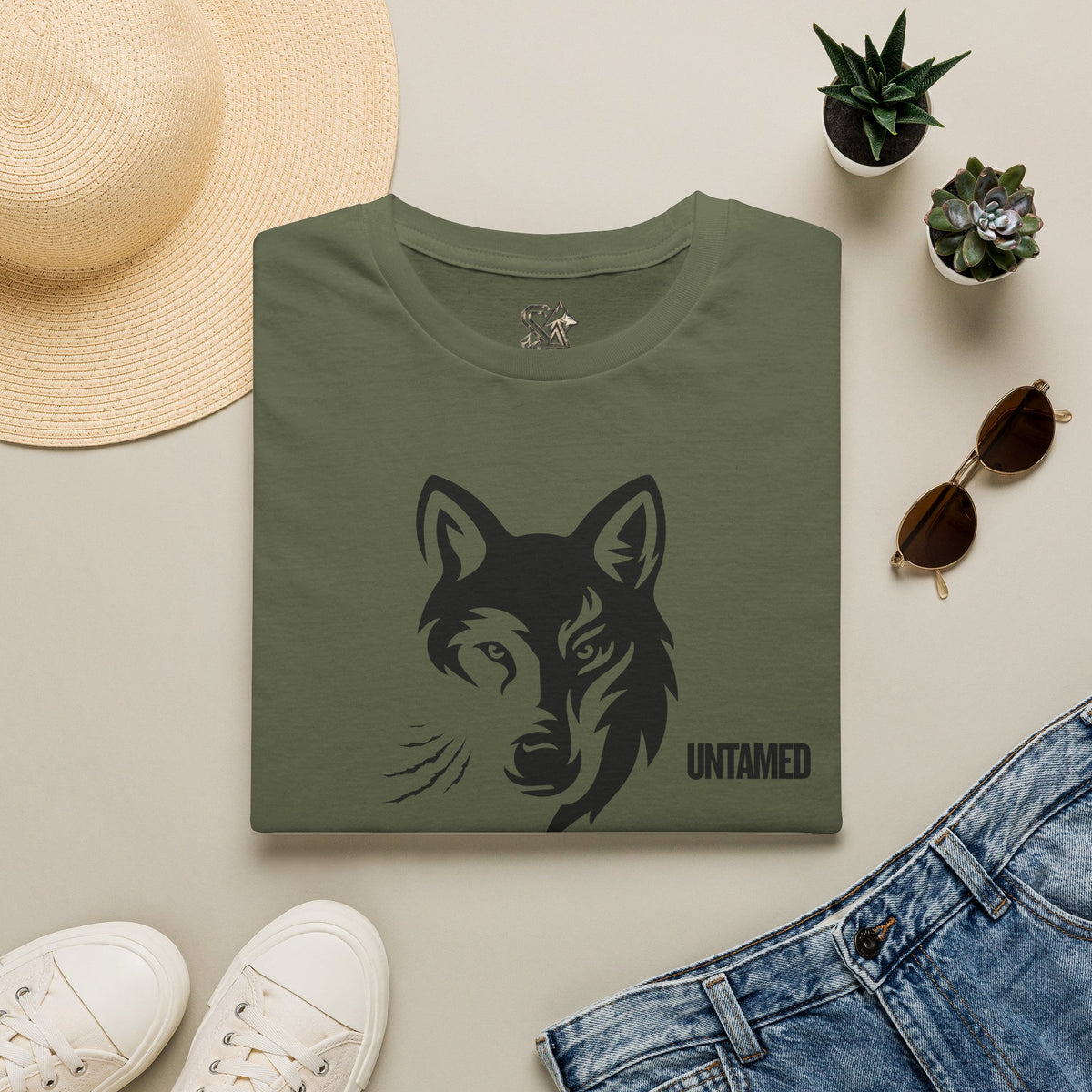 UNTAMED Wolf T-Shirt Premium Design SKIALFA Unisex
