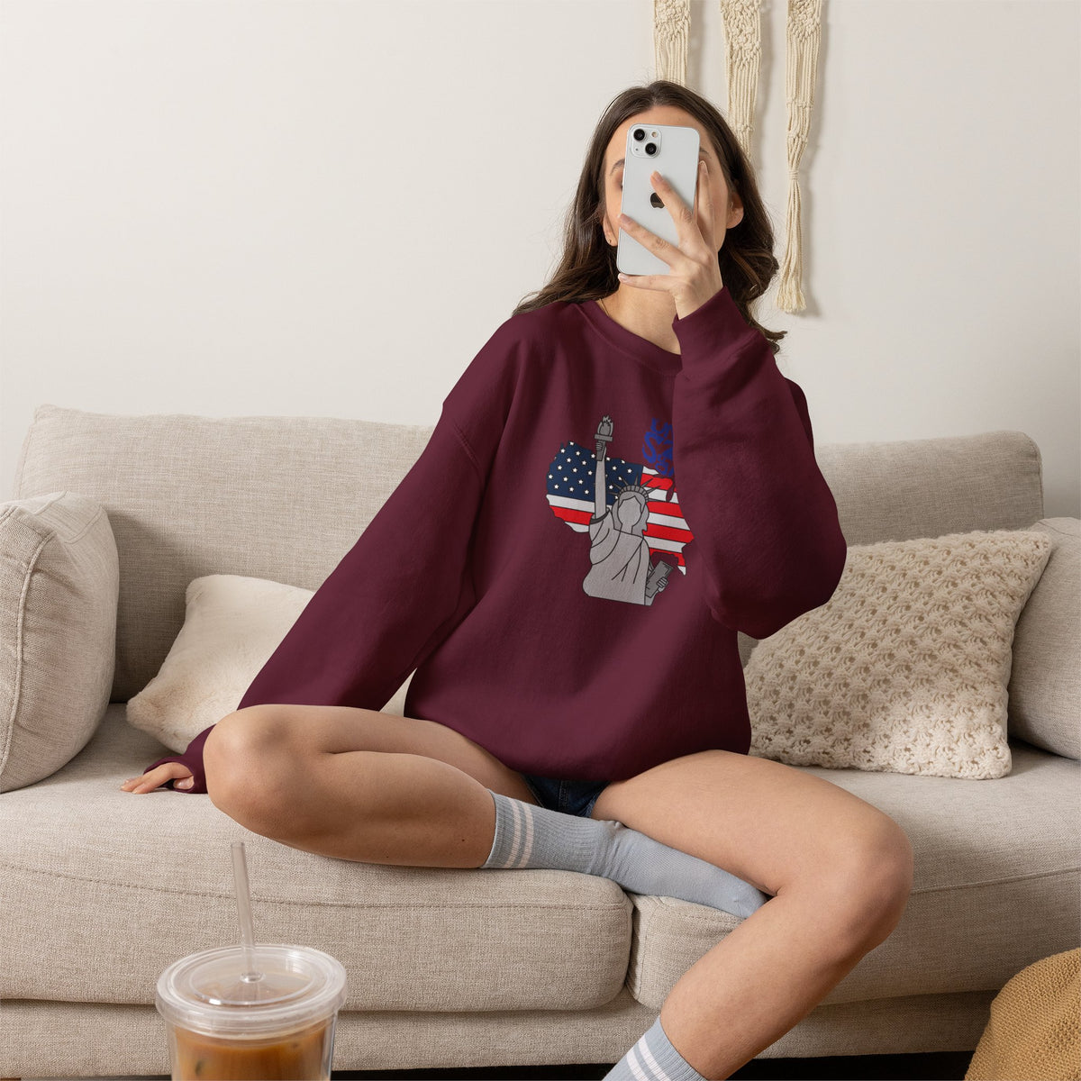 United States of America Sweatshirt Premium Design SKIALFA Unisex