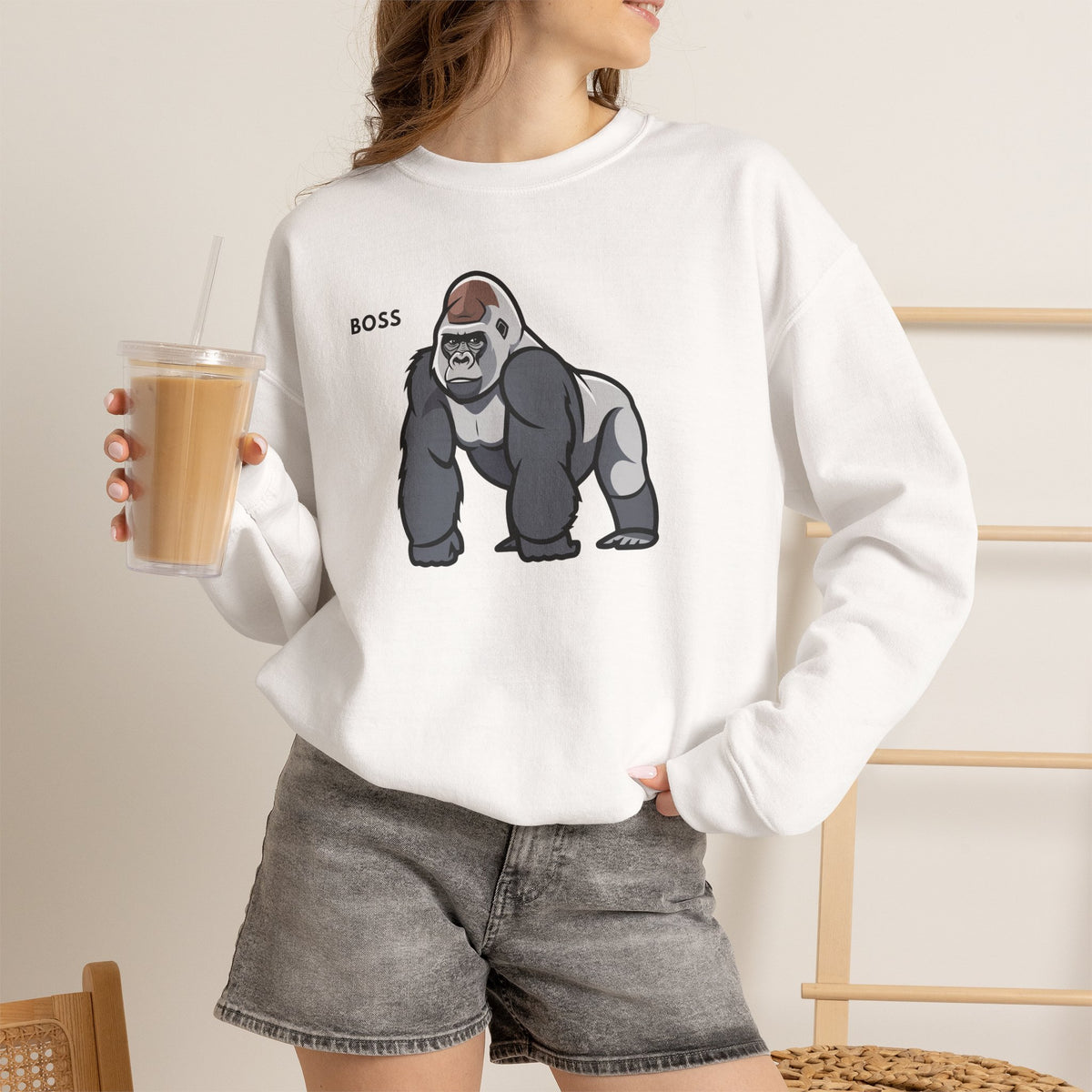BOSS Gorilla Sweatshirt Premium Design SKIALFA Unisex