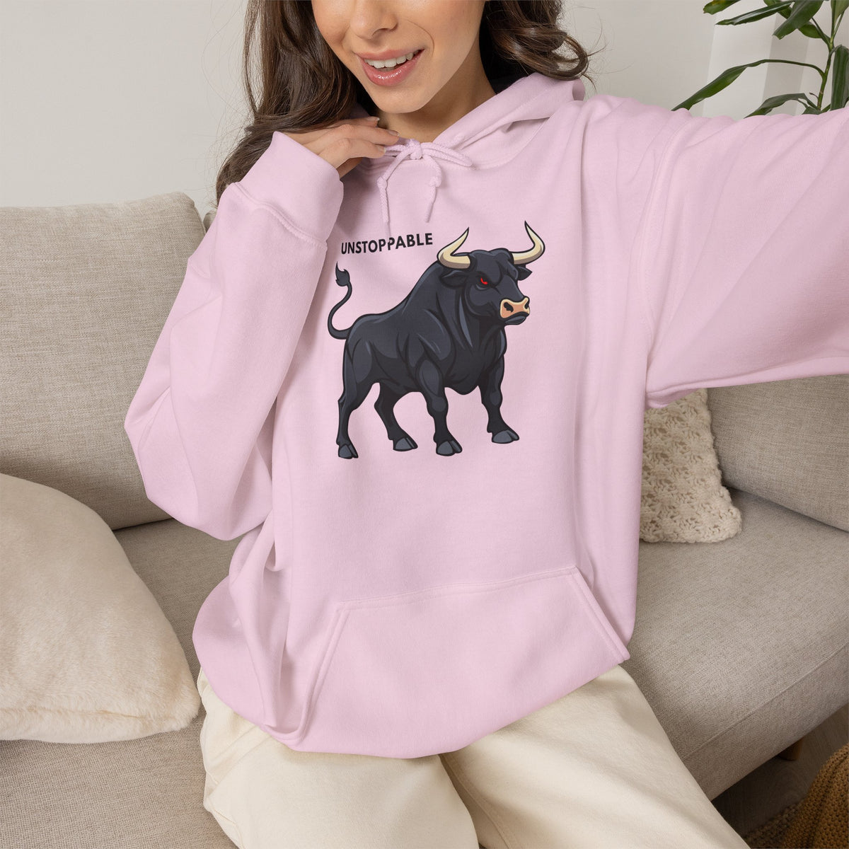 UNSTOPPABLE Bull Hoodie Premium Design SKIALFA Unisex