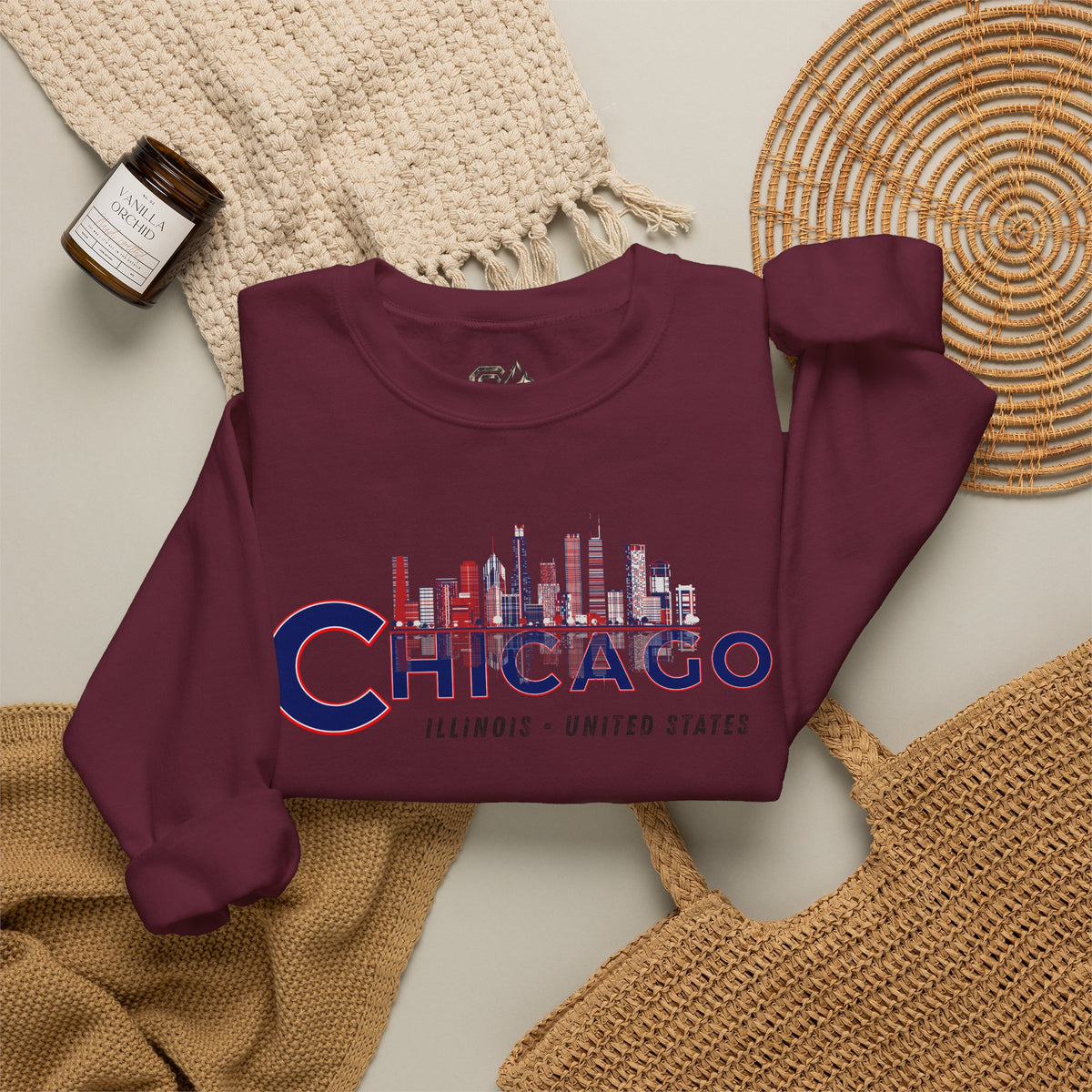 Chicago Sweatshirt Premium Design SKIALFA Unisex