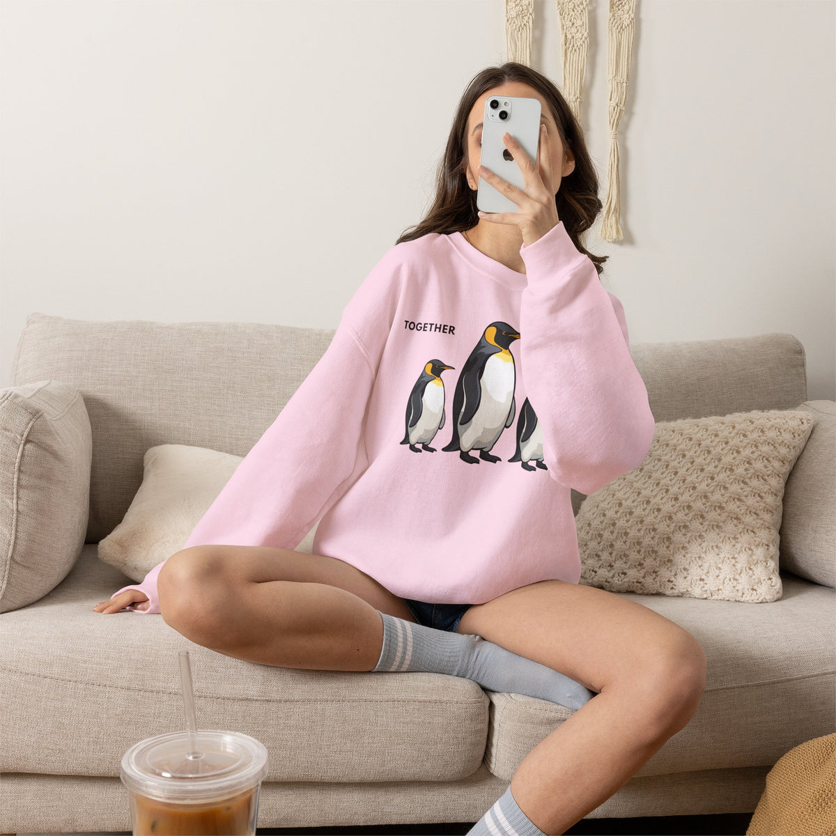 TOGETHER Penguin Sweatshirt Premium Design SKIALFA Unisex
