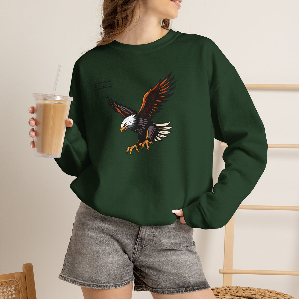 RISE Eagle Sweatshirt Premium Design SKIALFA Unisex