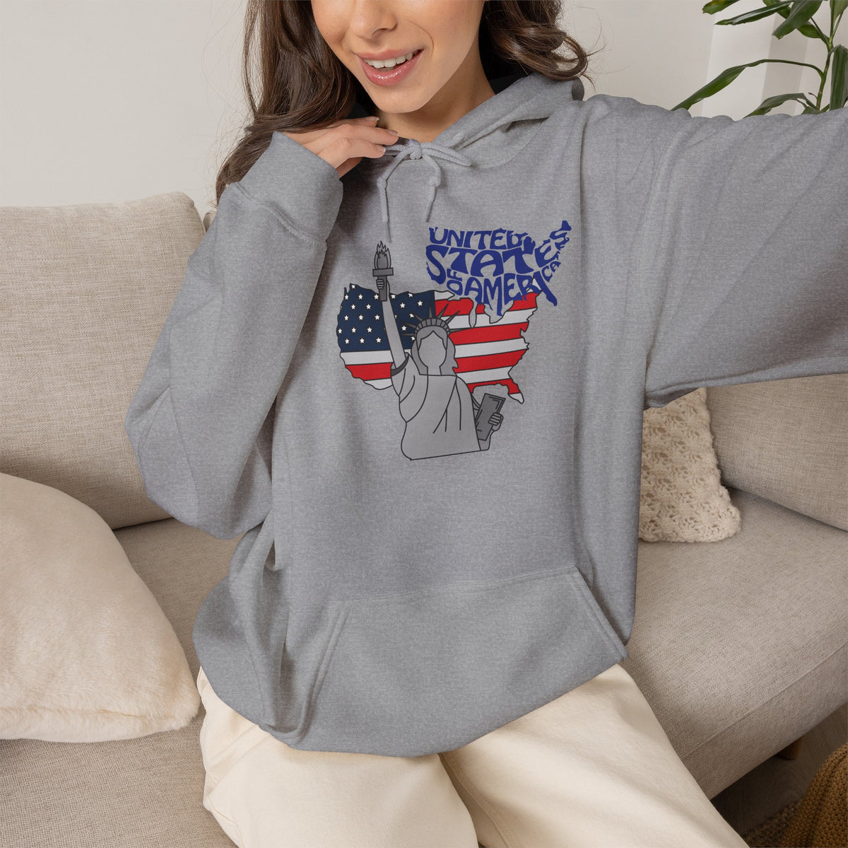 USA Flag Hoodie Premium Design SKIALFA Unisex
