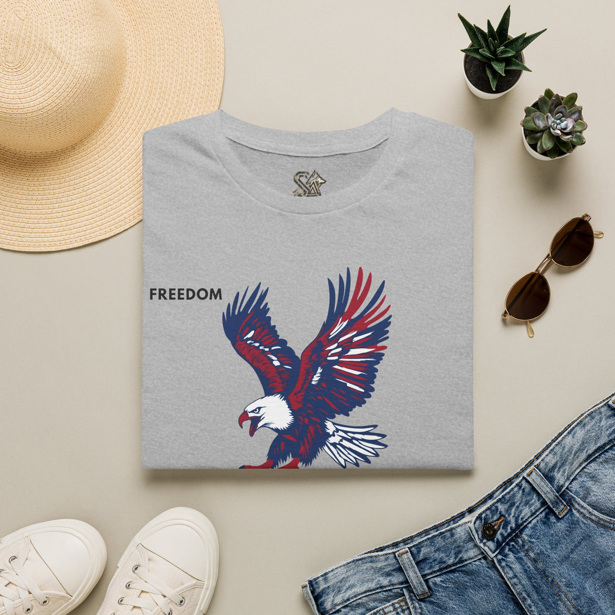 FREEDOM Eagle T-Shirt Premium Design SKIALFA Unisex