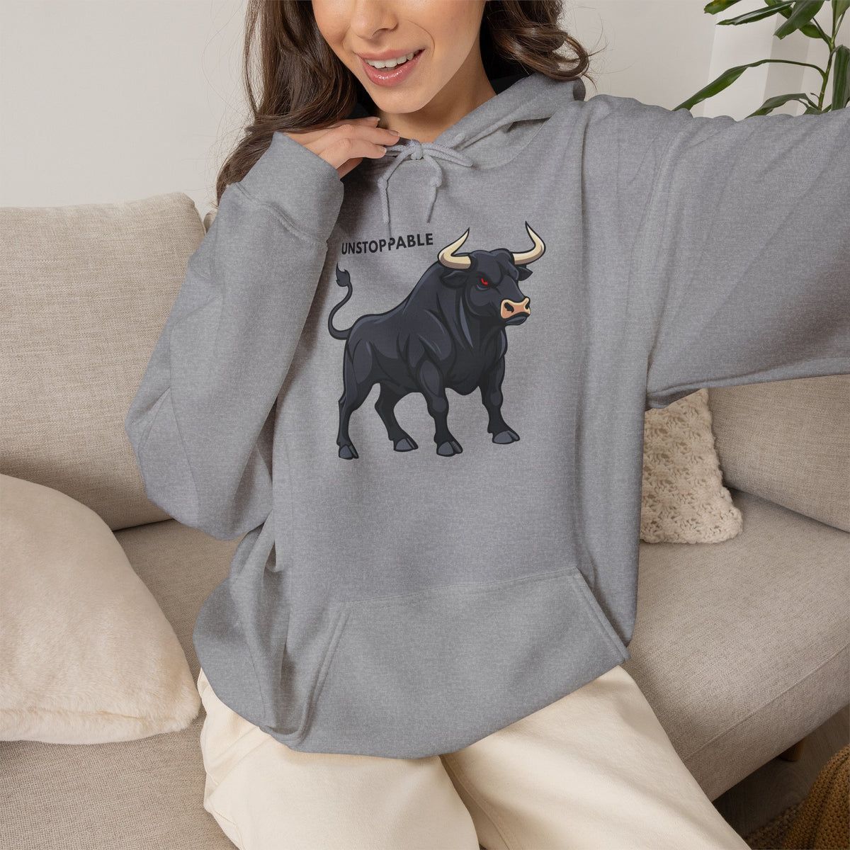 UNSTOPPABLE Bull Hoodie Premium Design SKIALFA Unisex