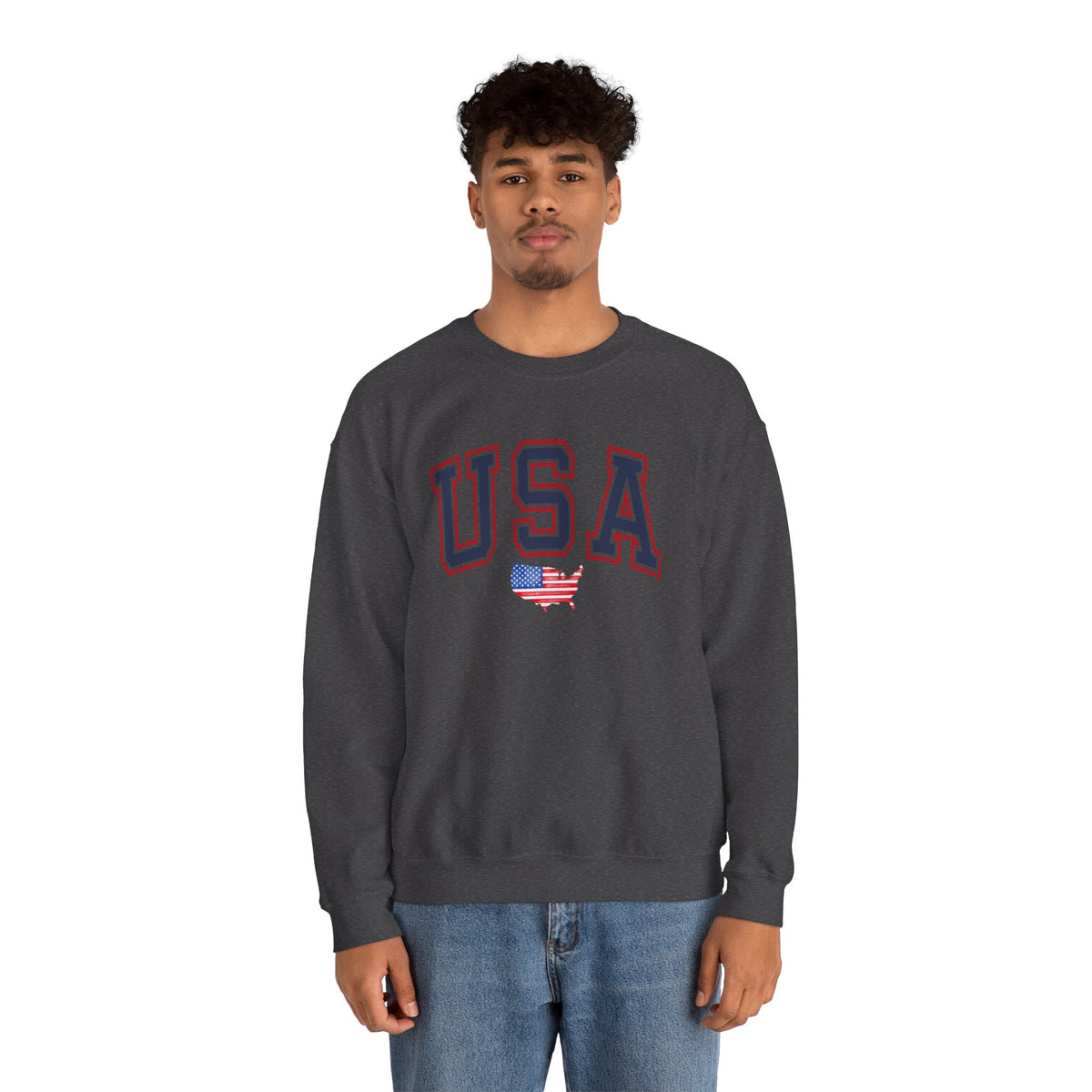 USA Flag Sweatshirt Premium Design SKIALFA Unisex