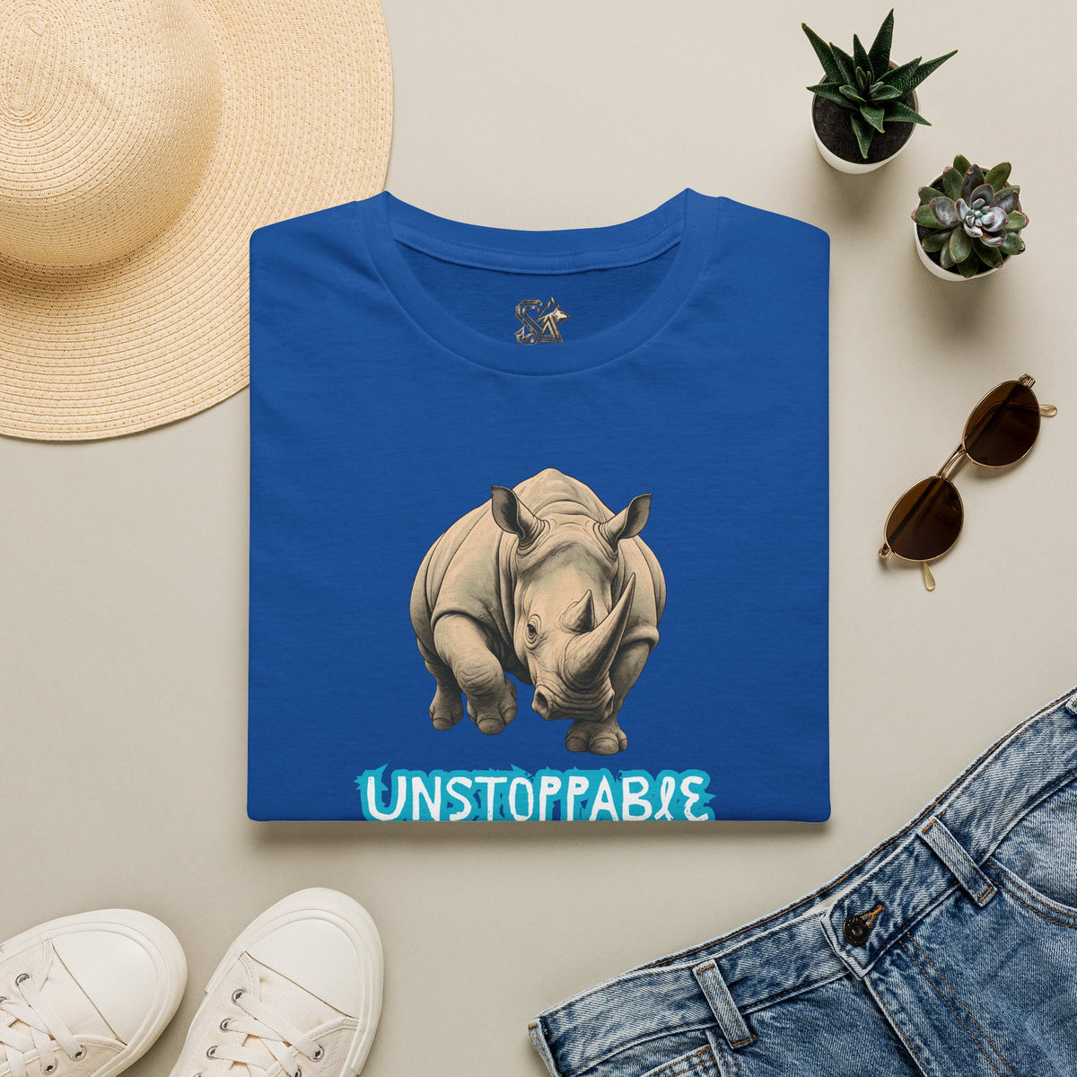 UNSTOPPABLE Rhino T-Shirt Premium Design SKIALFA Unisex