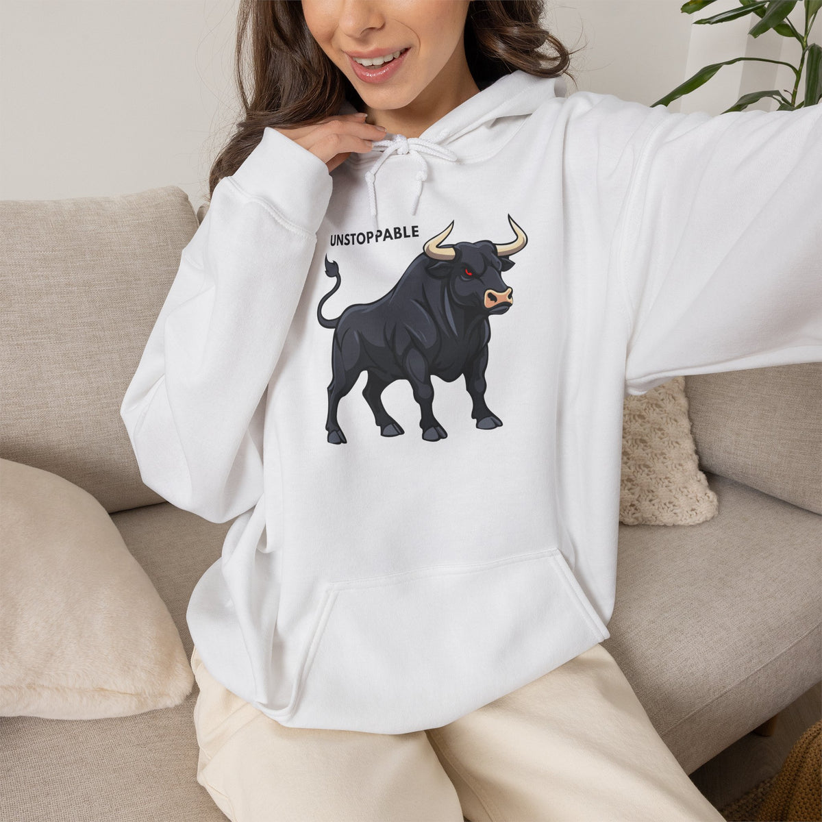UNSTOPPABLE Bull Hoodie Premium Design SKIALFA Unisex