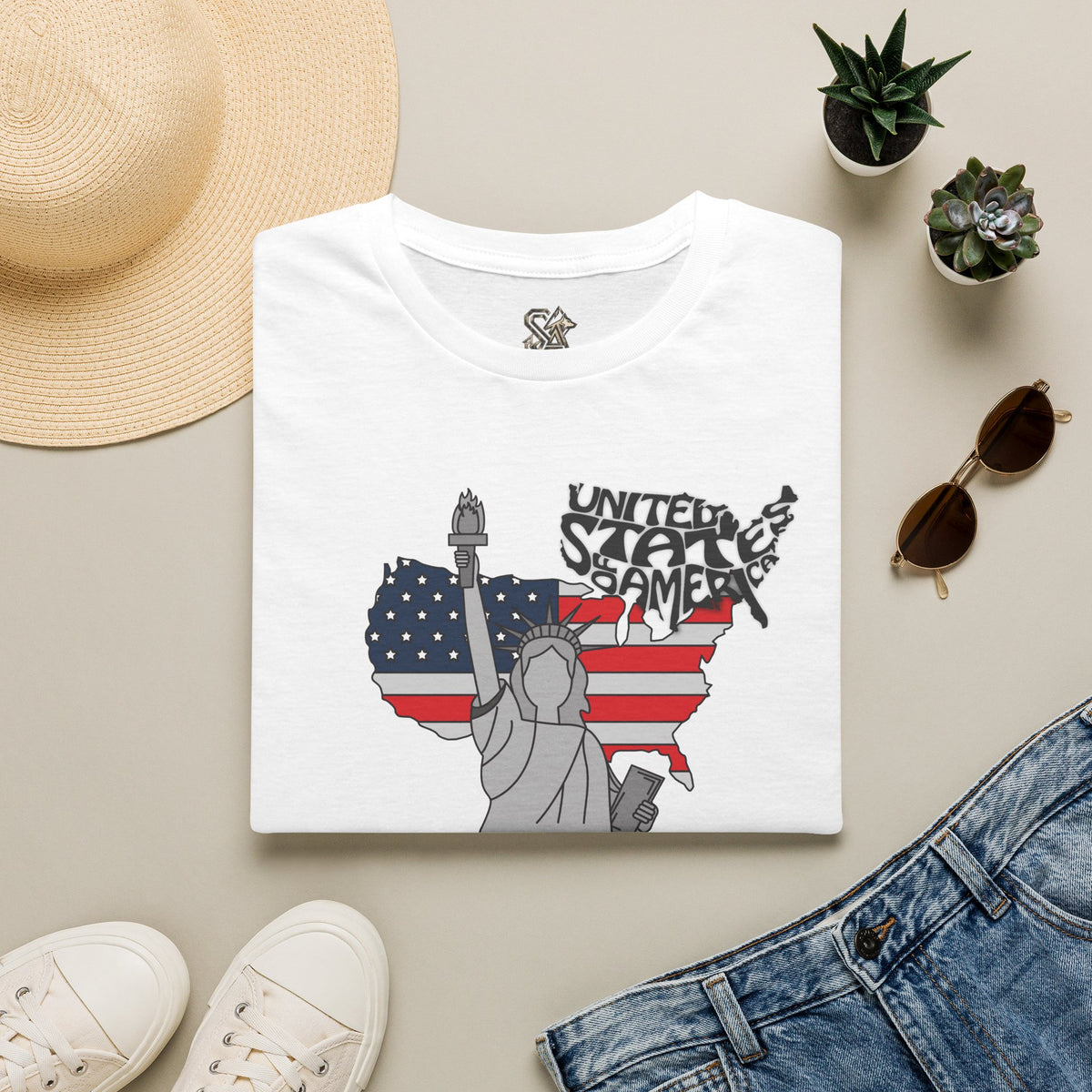United States America T-Shirt Premium Design SKIALFA Unisex