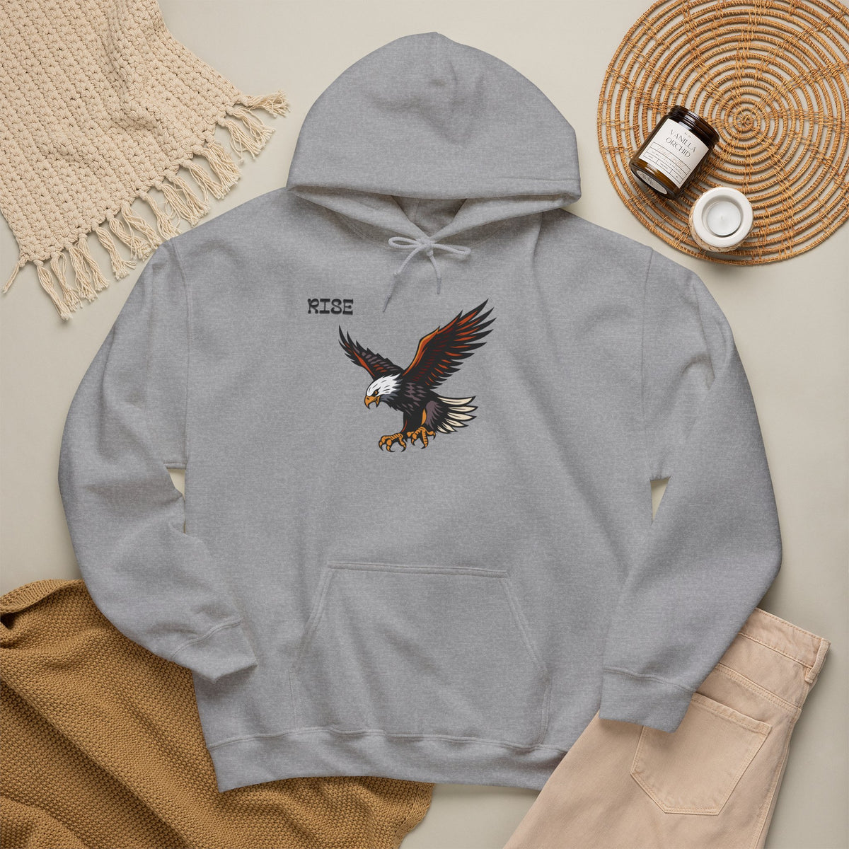 RISE Eagle Hoodie Premium Design SKIALFA Unisex