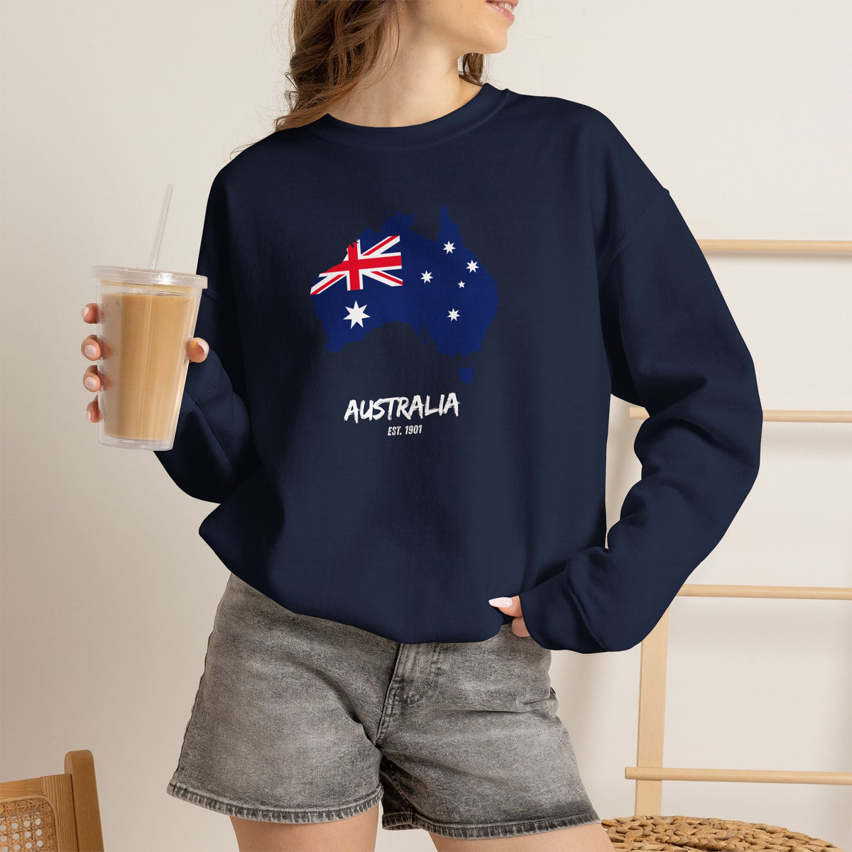 Australia Map Flag Sweatshirt Premium Design SKIALFA Unisex