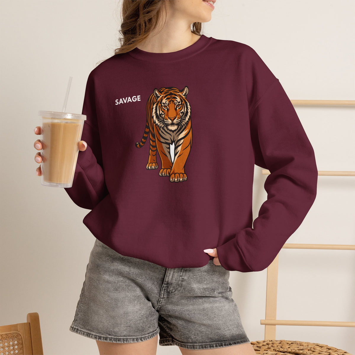 SAVAGE Tiger Sweatshirt Premium Design SKIALFA Unisex