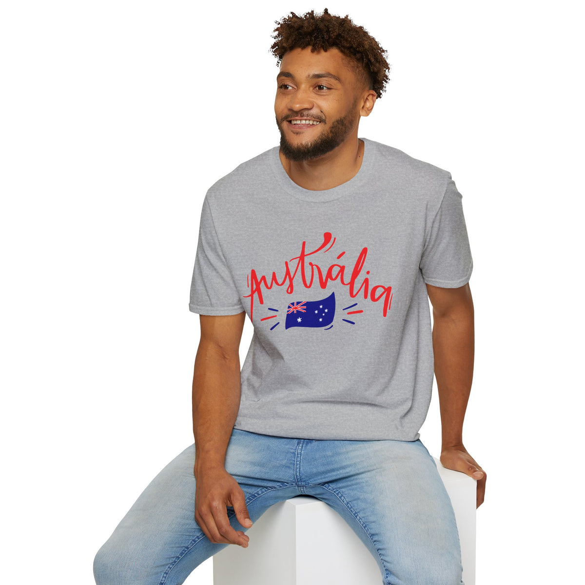 Australia Script Flag T-Shirt Premium Design SKIALFA Unisex