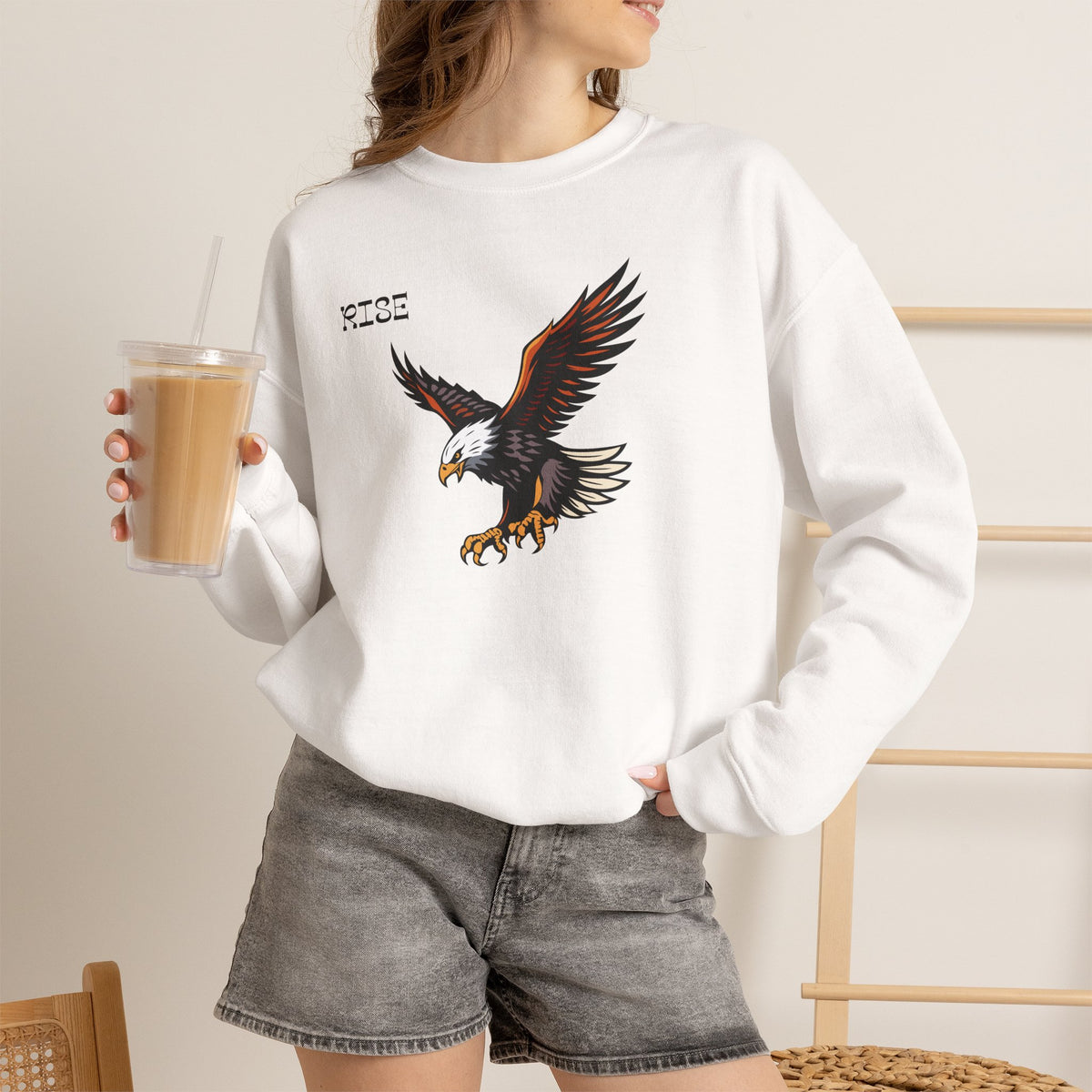 RISE Eagle Sweatshirt Premium Design SKIALFA Unisex