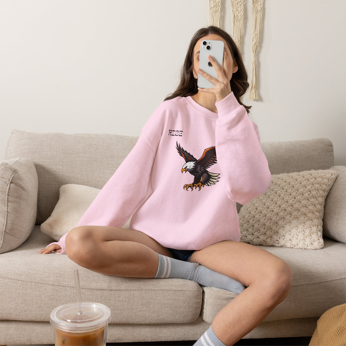 RISE Eagle Sweatshirt Premium Design SKIALFA Unisex