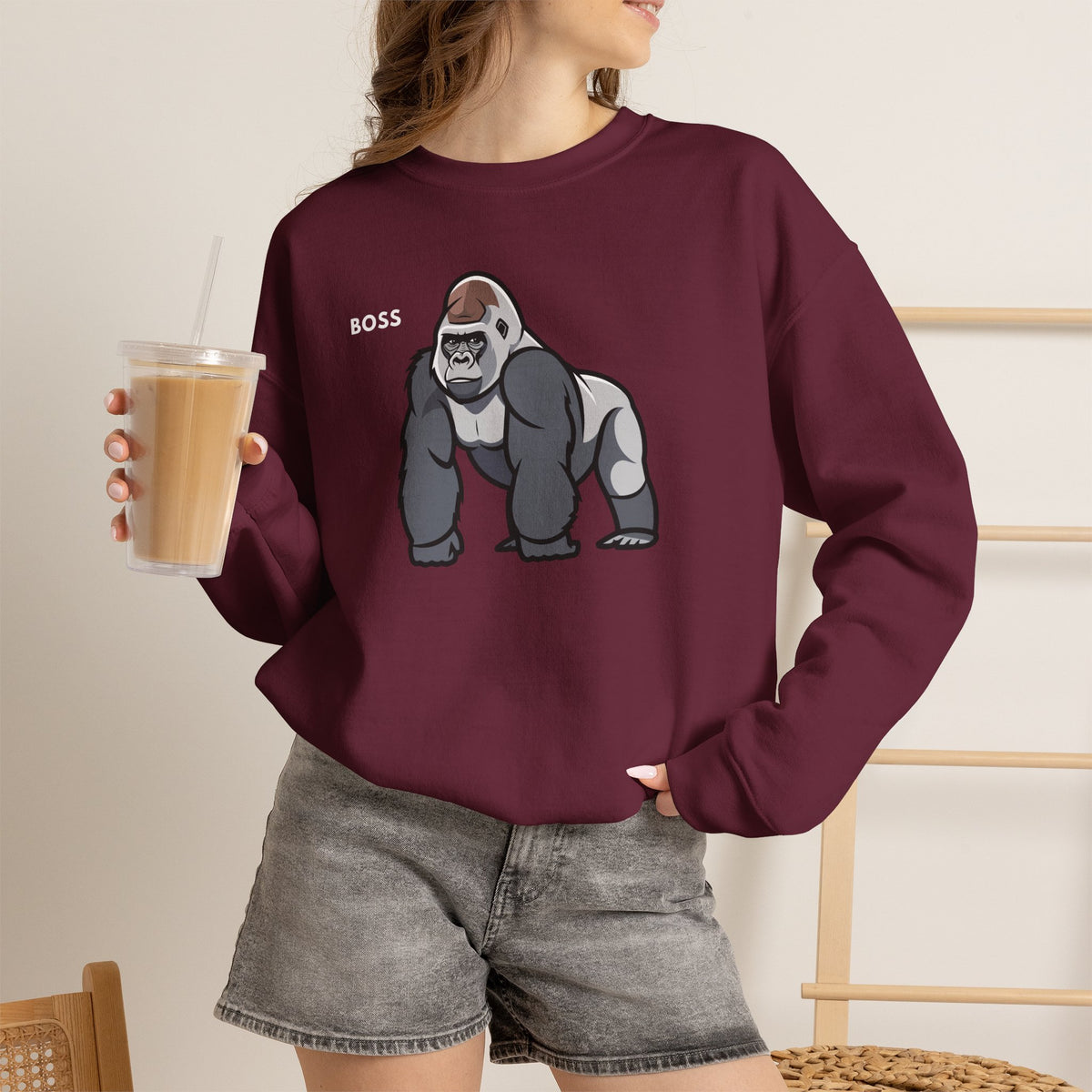 BOSS Gorilla Sweatshirt Premium Design SKIALFA Unisex