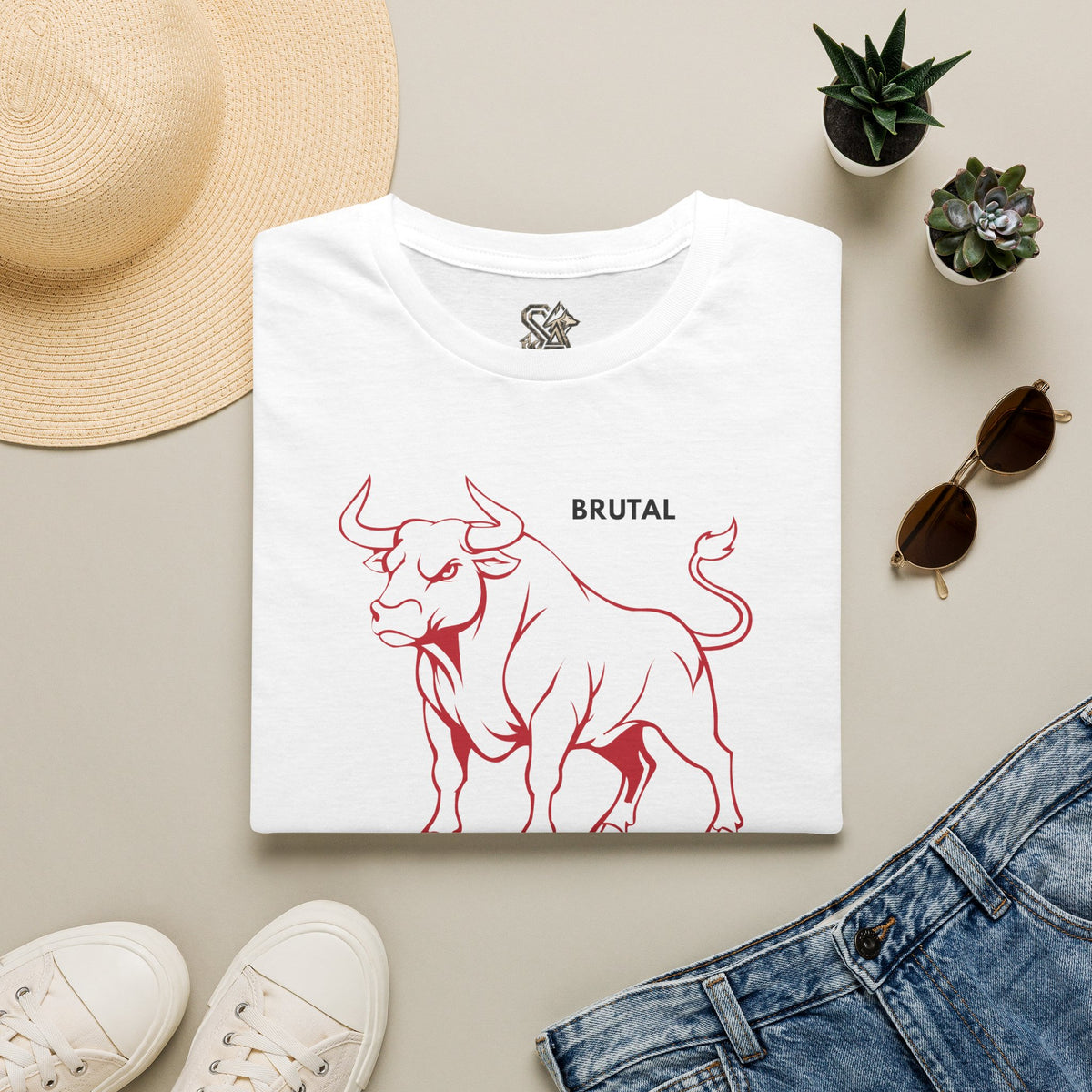 BRUTAL Bull T-Shirt Premium Design SKIALFA Unisex