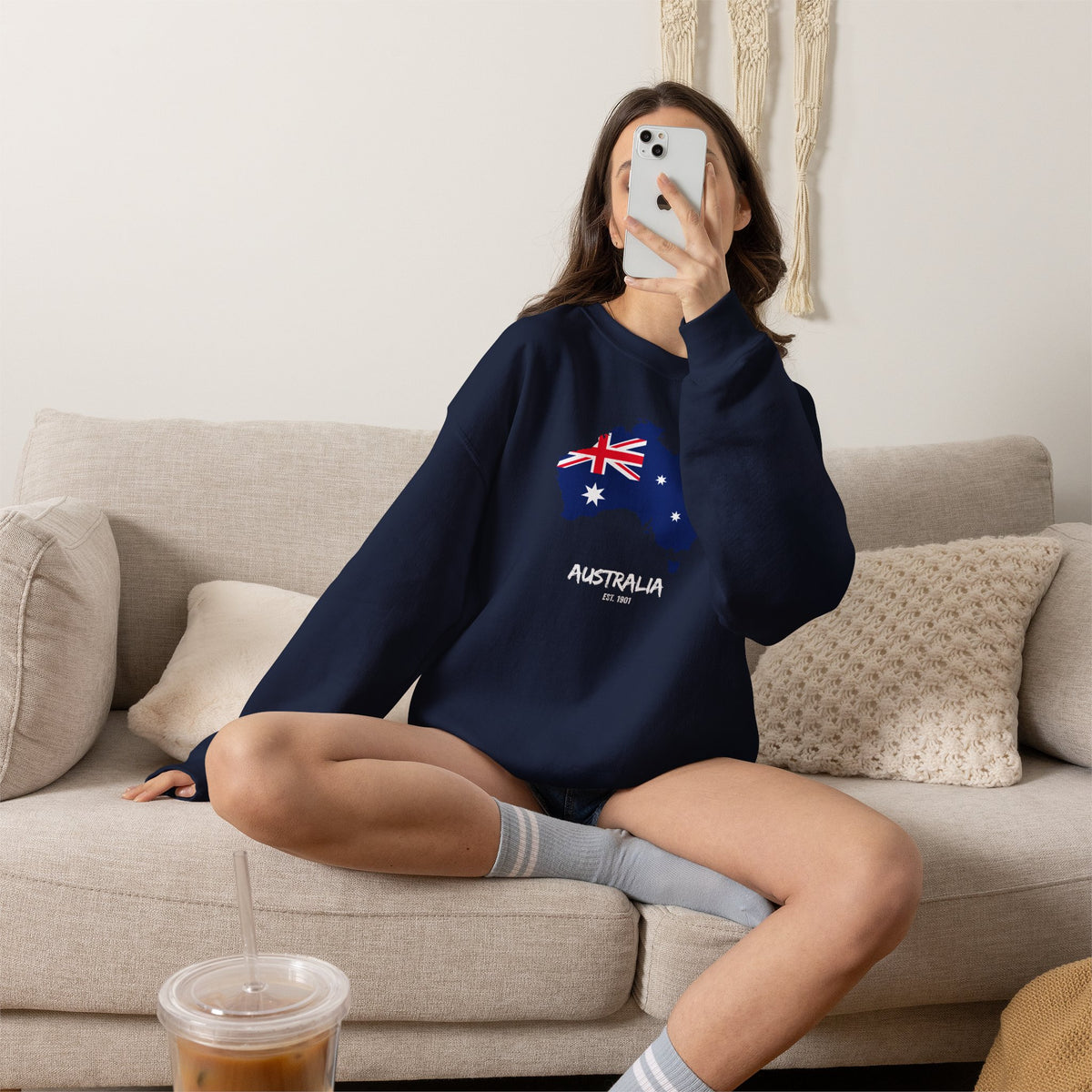 Australia Map Flag Sweatshirt Premium Design SKIALFA Unisex