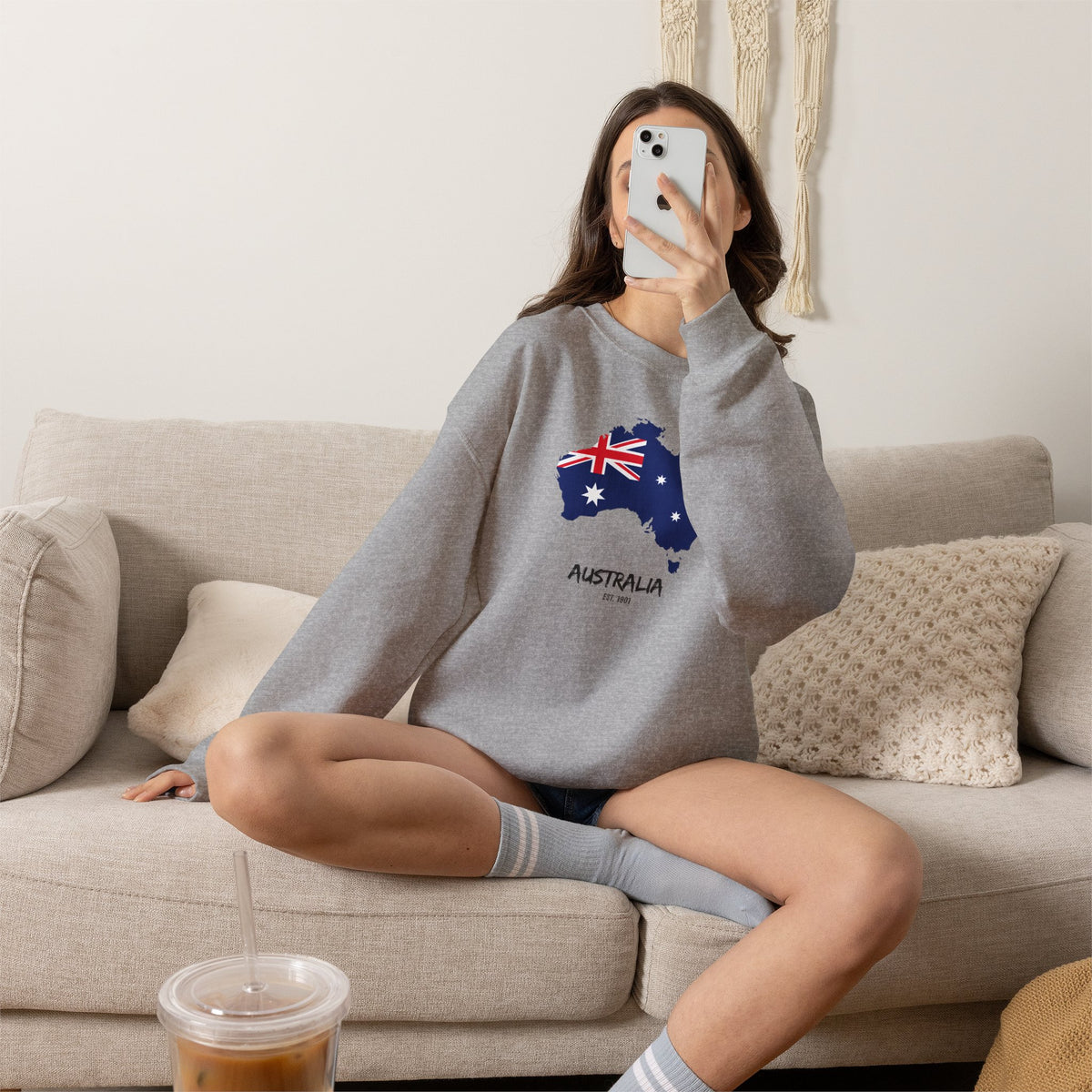 Australia Map Flag Sweatshirt Premium Design SKIALFA Unisex