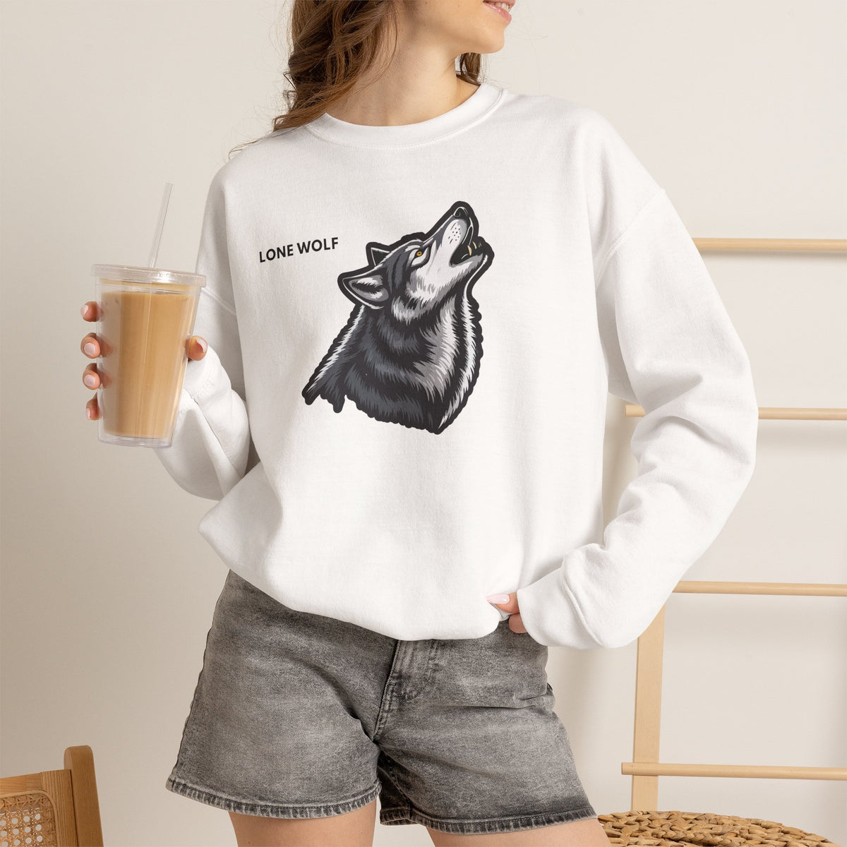 LONE WOLF Sweatshirt Premium Design SKIALFA Unisex