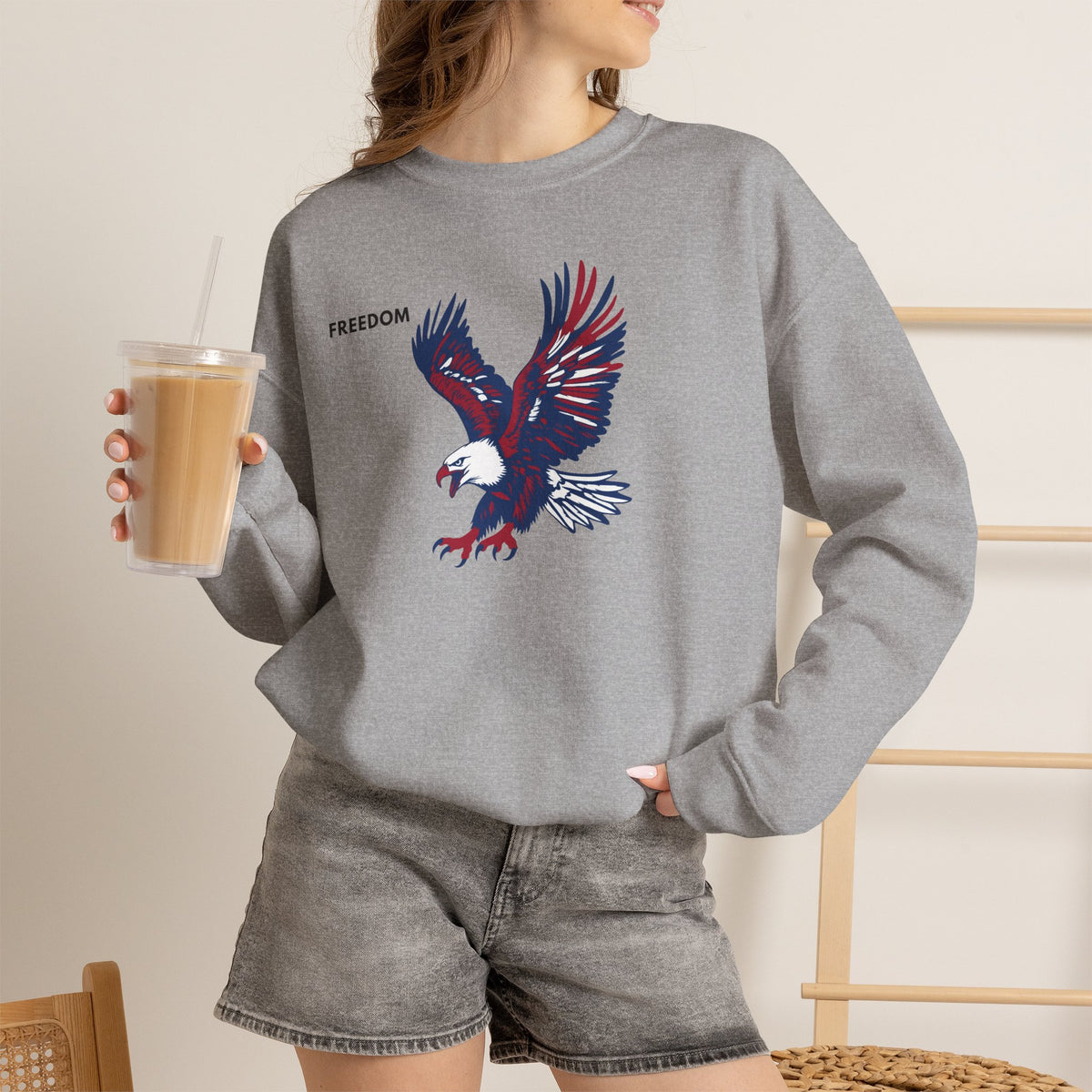 FREEDOM Eagle Sweatshirt Premium Design SKIALFA Unisex