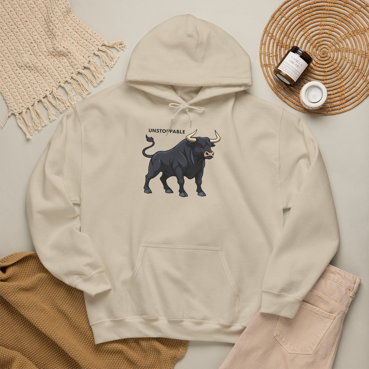 UNSTOPPABLE Bull Hoodie Premium Design SKIALFA Unisex