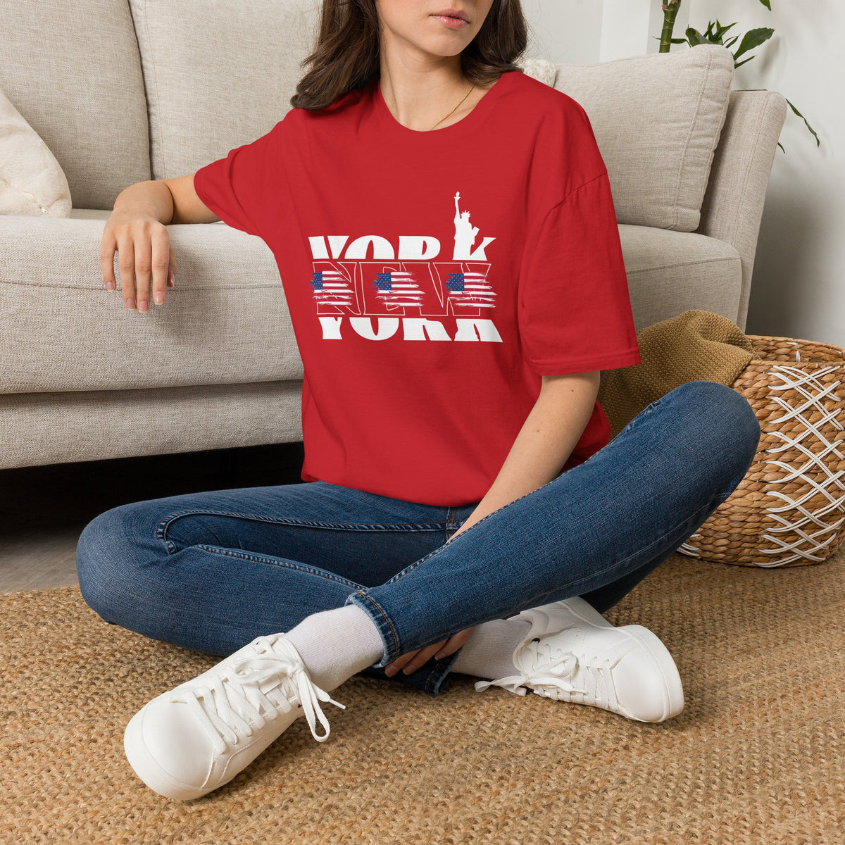 New York American Flag T-Shirt Premium Design SKIALFA Unisex