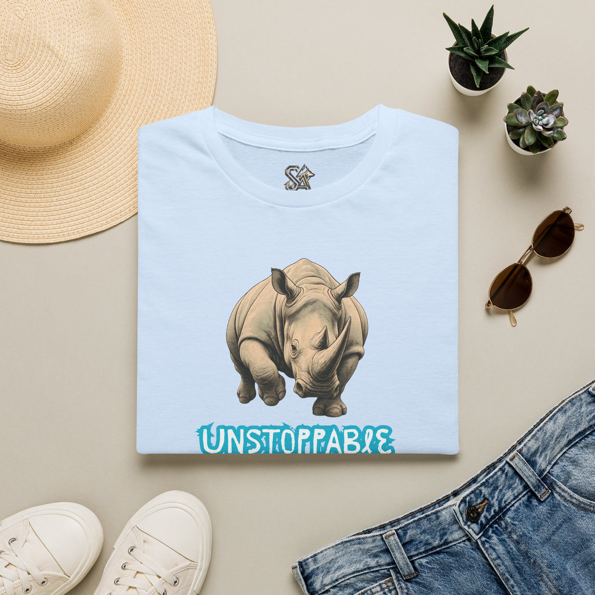 UNSTOPPABLE Rhino T-Shirt Premium Design SKIALFA Unisex