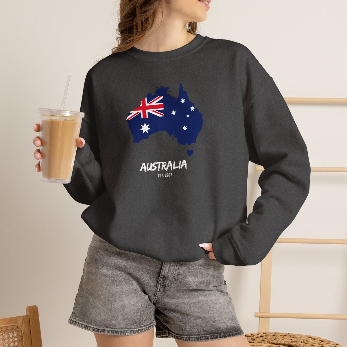 Australia Map Flag Sweatshirt Premium Design SKIALFA Unisex