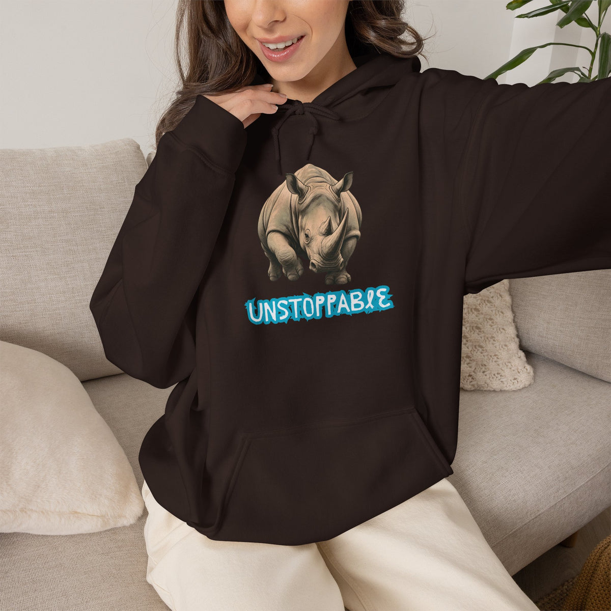 UNSTOPPABLE Rhino Hoodie Premium Design SKIALFA Unisex