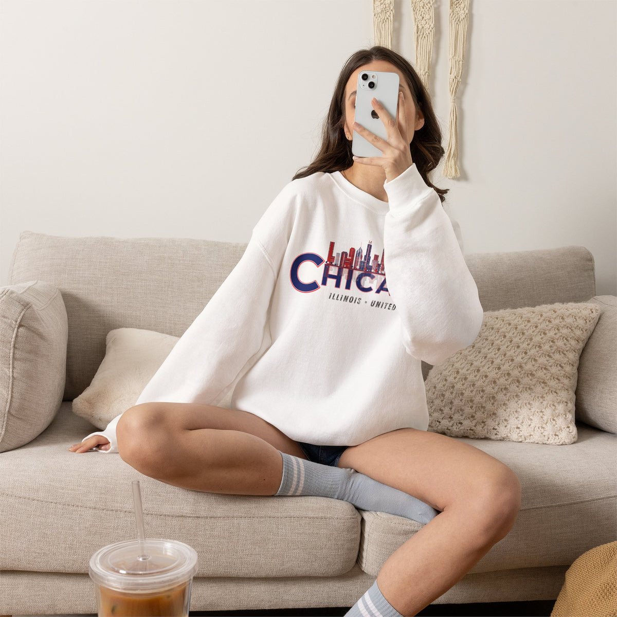 Chicago Sweatshirt Premium Design SKIALFA Unisex