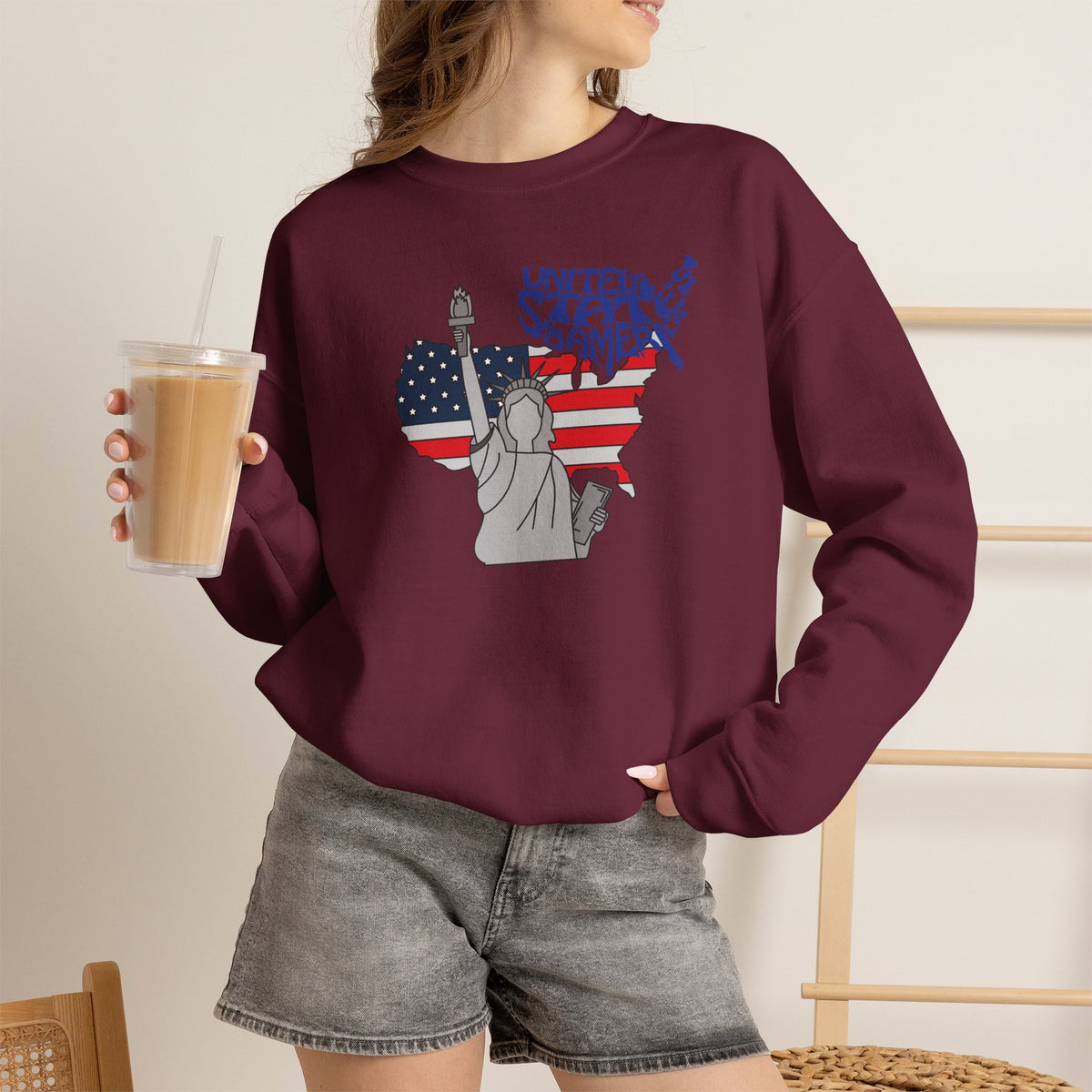 United States of America Sweatshirt Premium Design SKIALFA Unisex