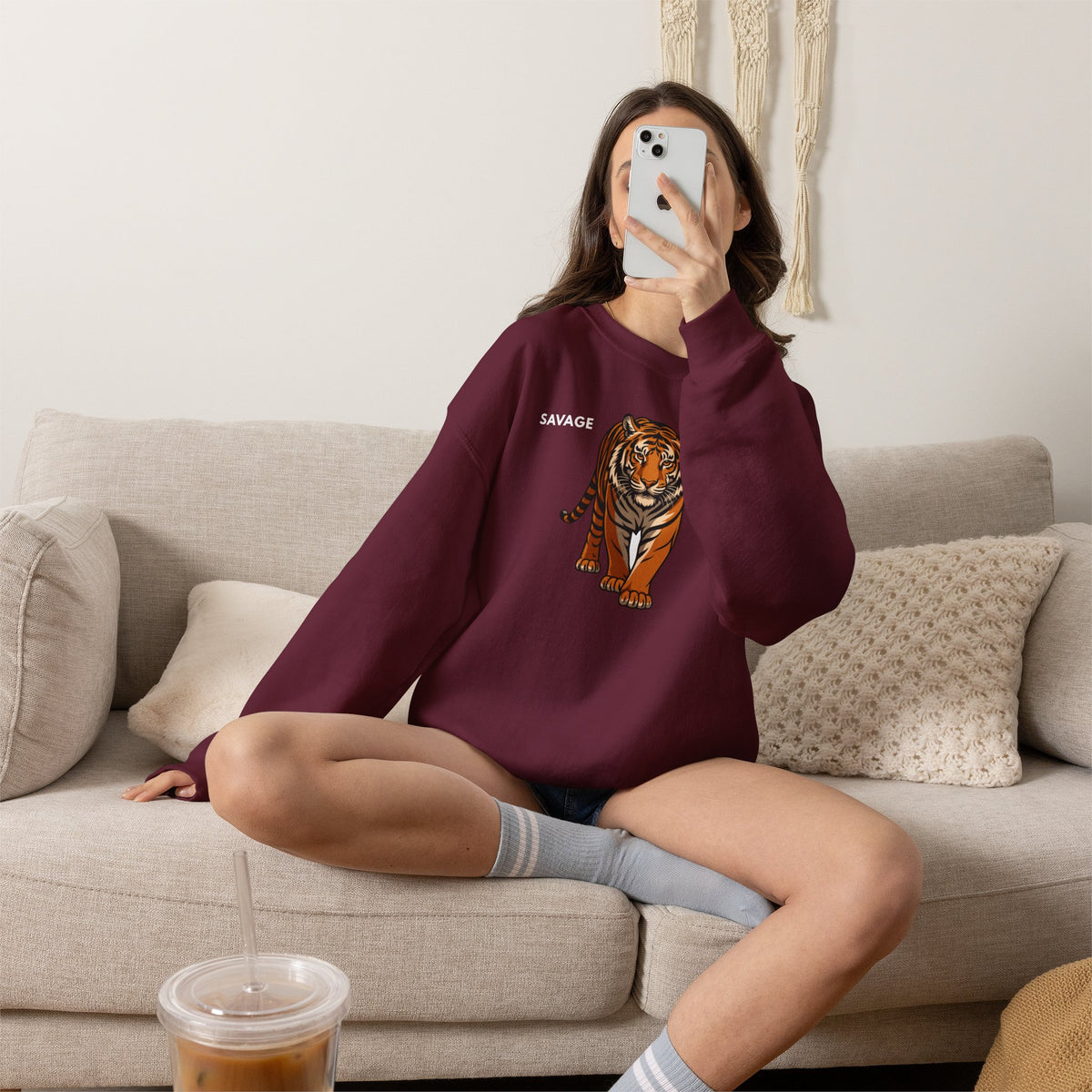 SAVAGE Tiger Sweatshirt Premium Design SKIALFA Unisex