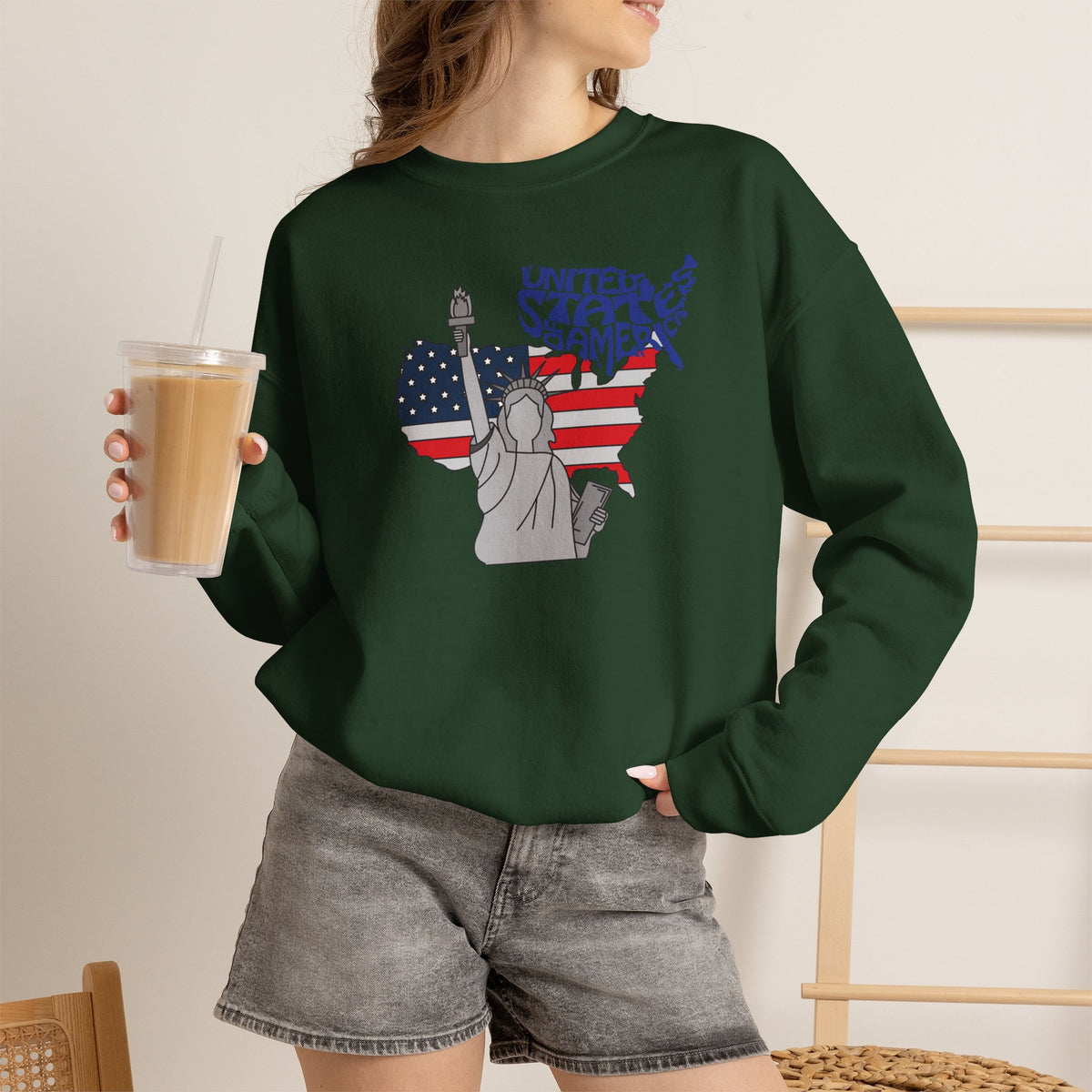 United States of America Sweatshirt Premium Design SKIALFA Unisex