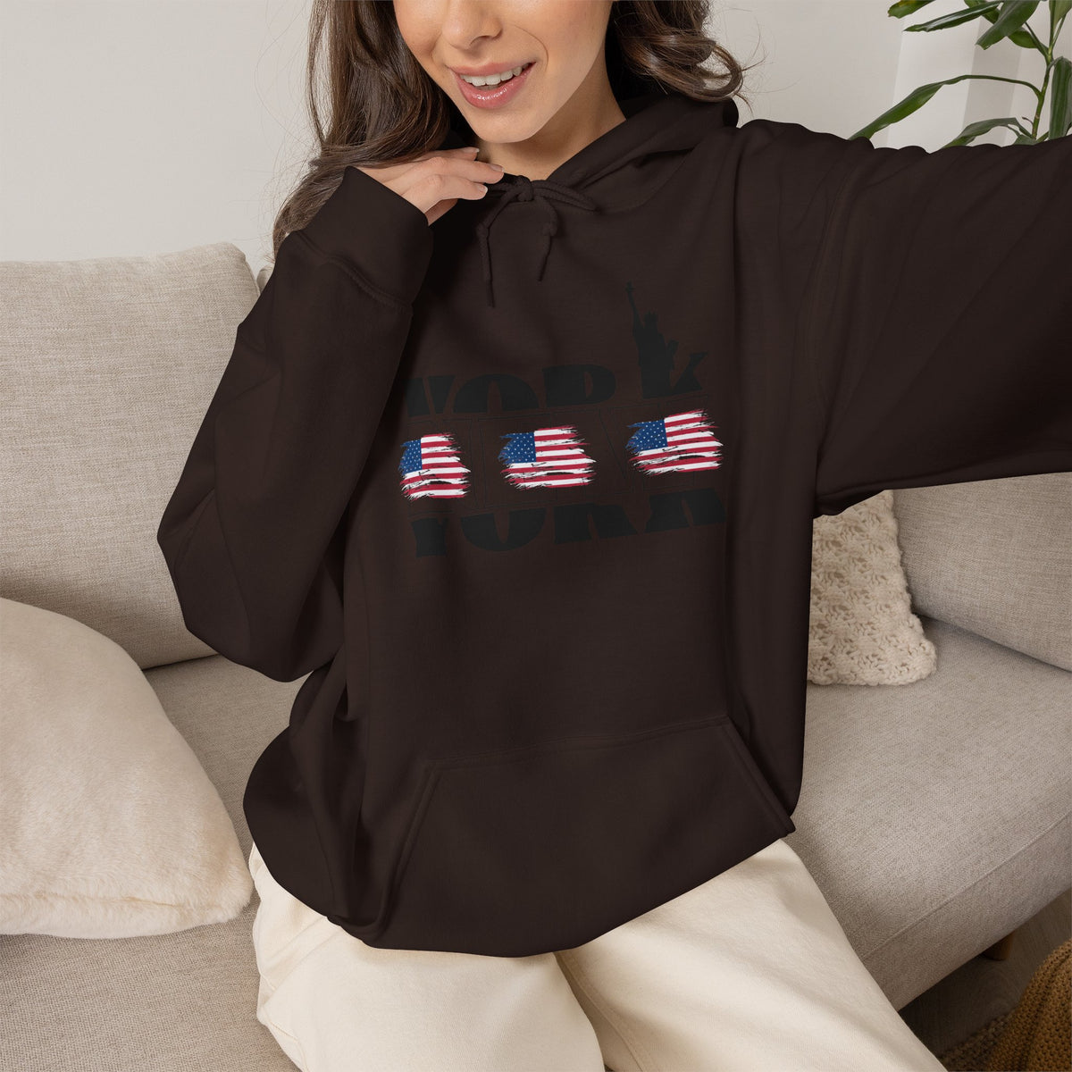 NEW YORK USA Flag Hoodie Premium Design SKIALFA Unisex