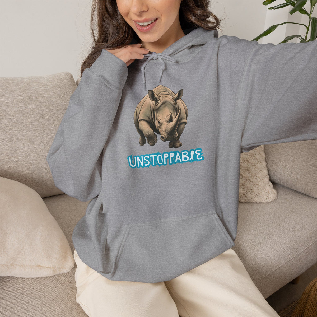 UNSTOPPABLE Rhino Hoodie Premium Design SKIALFA Unisex