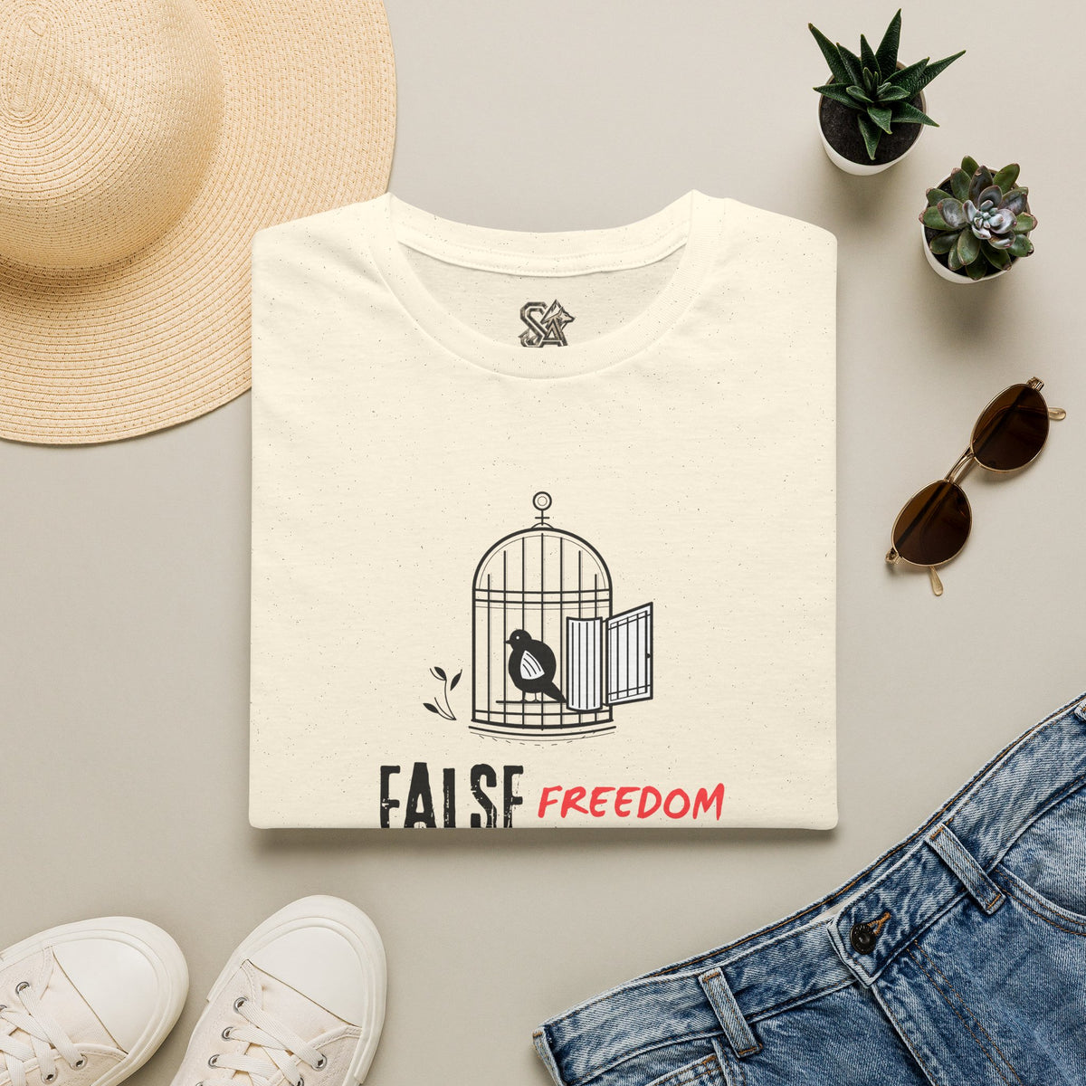 FALSE FREEDOM T-Shirt Premium Design SKIALFA Unisex