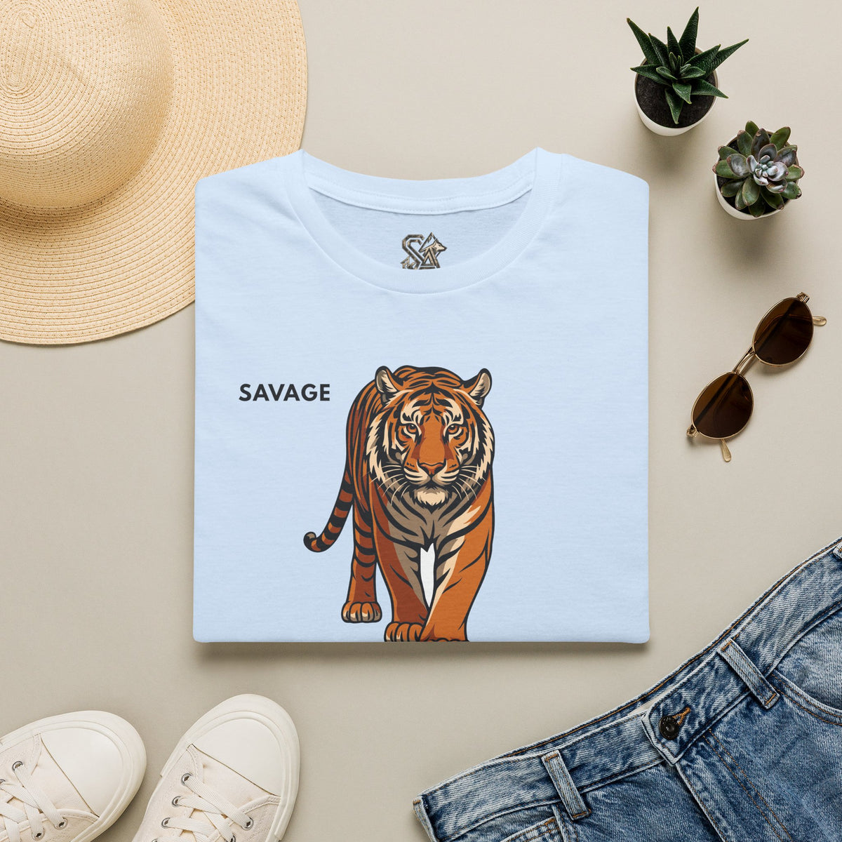 SAVAGE Tiger T-Shirt Premium Design SKIALFA Unisex