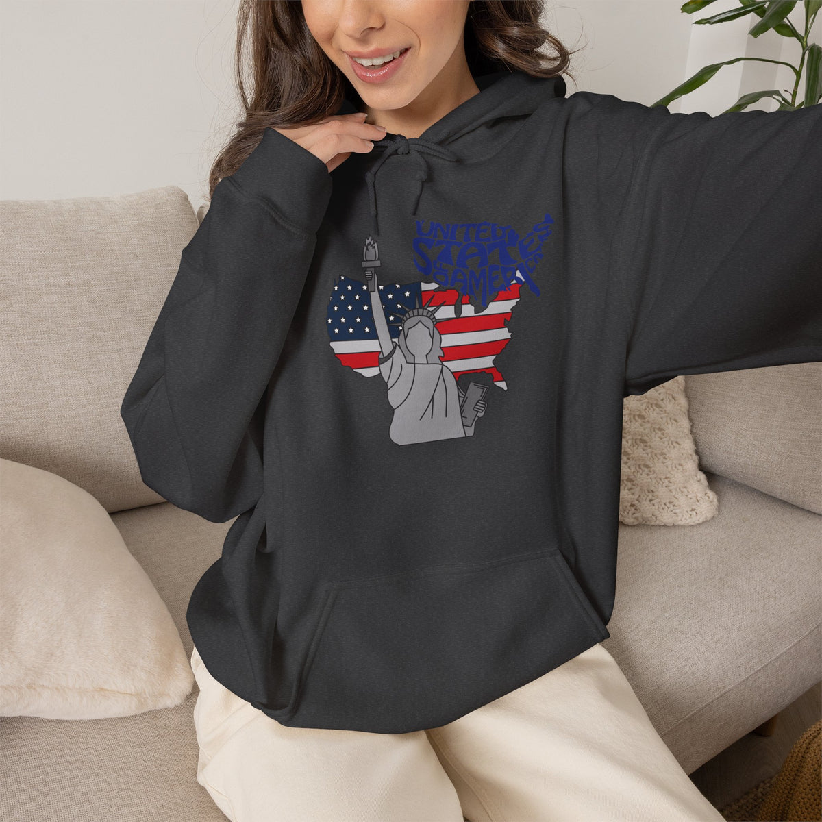 USA Flag Hoodie Premium Design SKIALFA Unisex