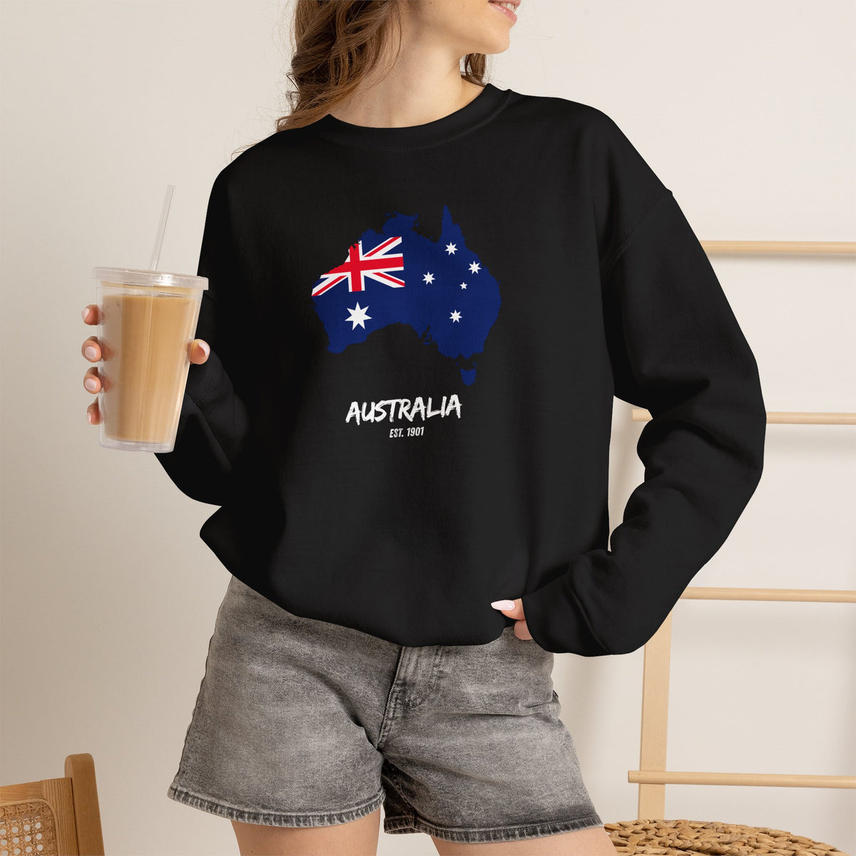 Australia Map Flag Sweatshirt Premium Design SKIALFA Unisex