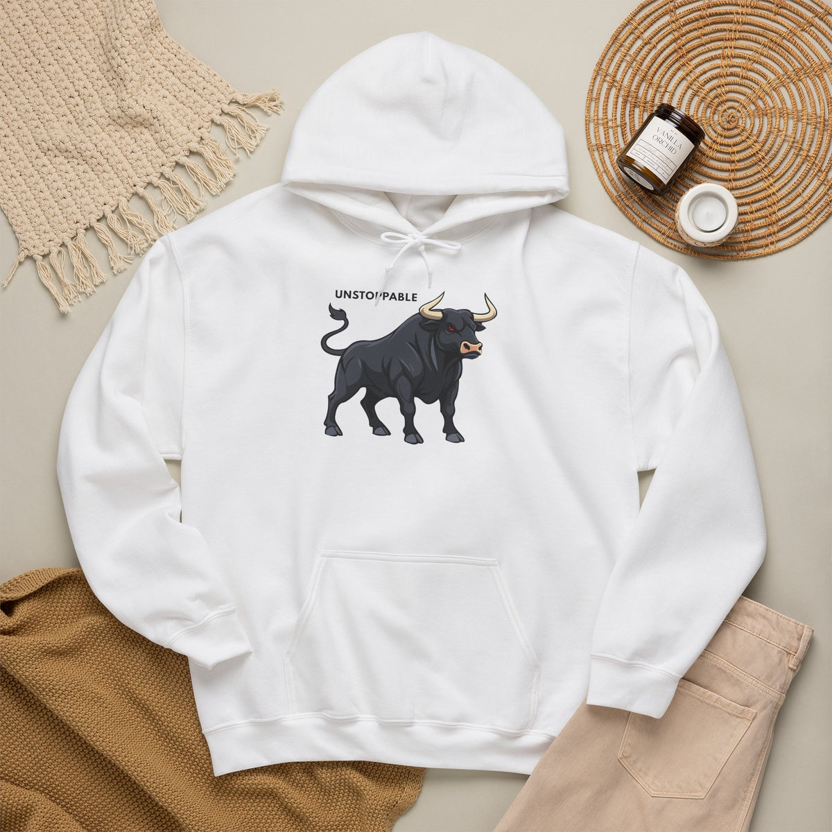 UNSTOPPABLE Bull Hoodie Premium Design SKIALFA Unisex