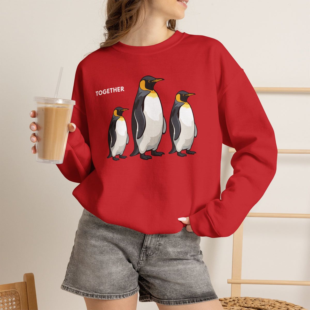 TOGETHER Penguin Sweatshirt Premium Design SKIALFA Unisex