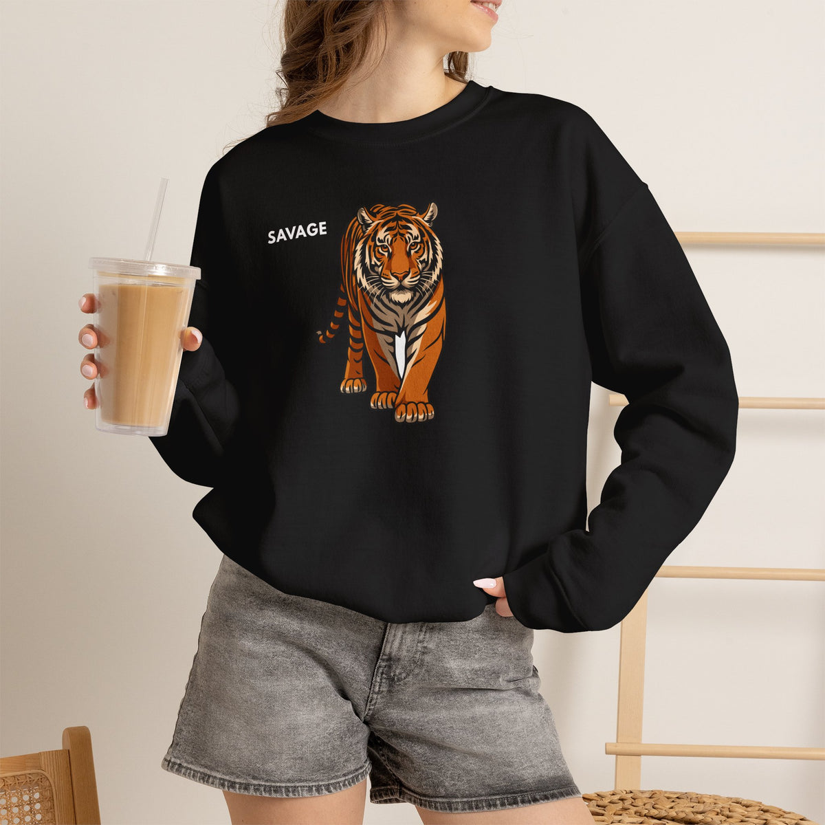 SAVAGE Tiger Sweatshirt Premium Design SKIALFA Unisex