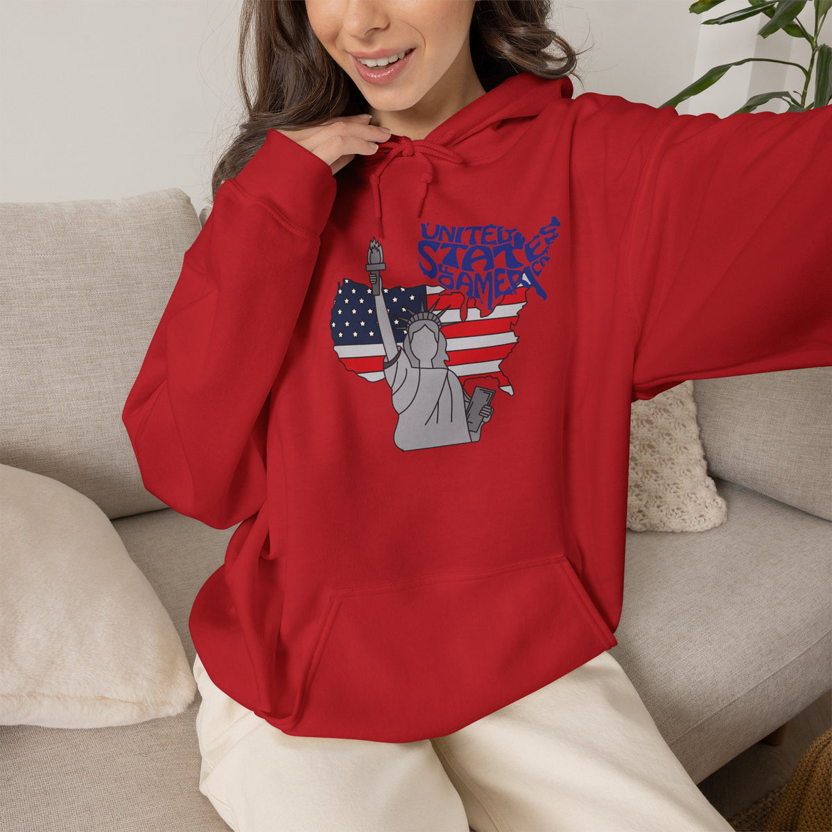 USA Flag Hoodie Premium Design SKIALFA Unisex
