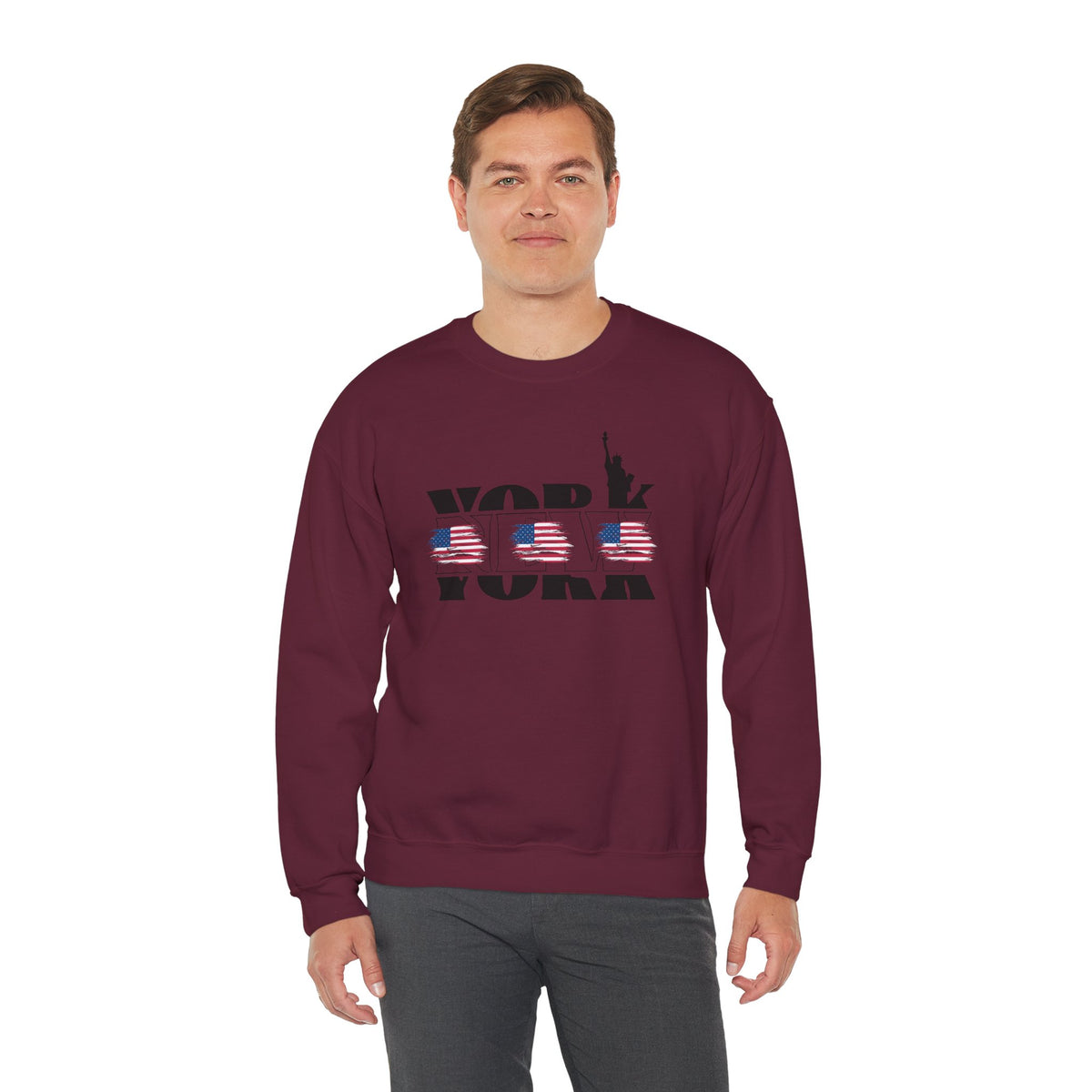 New York American Flag Sweatshirt Premium Design SKIALFA Unisex