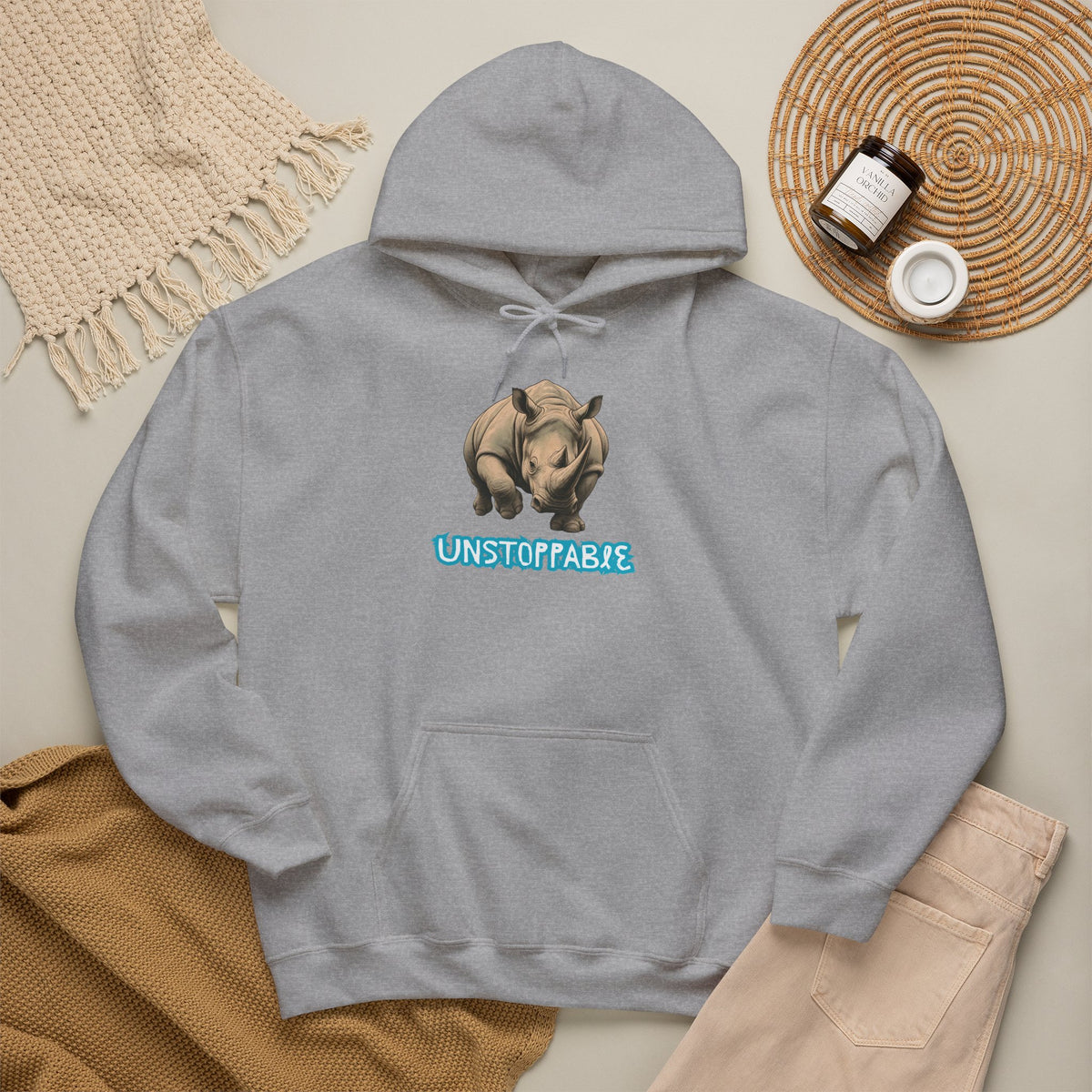 UNSTOPPABLE Rhino Hoodie Premium Design SKIALFA Unisex
